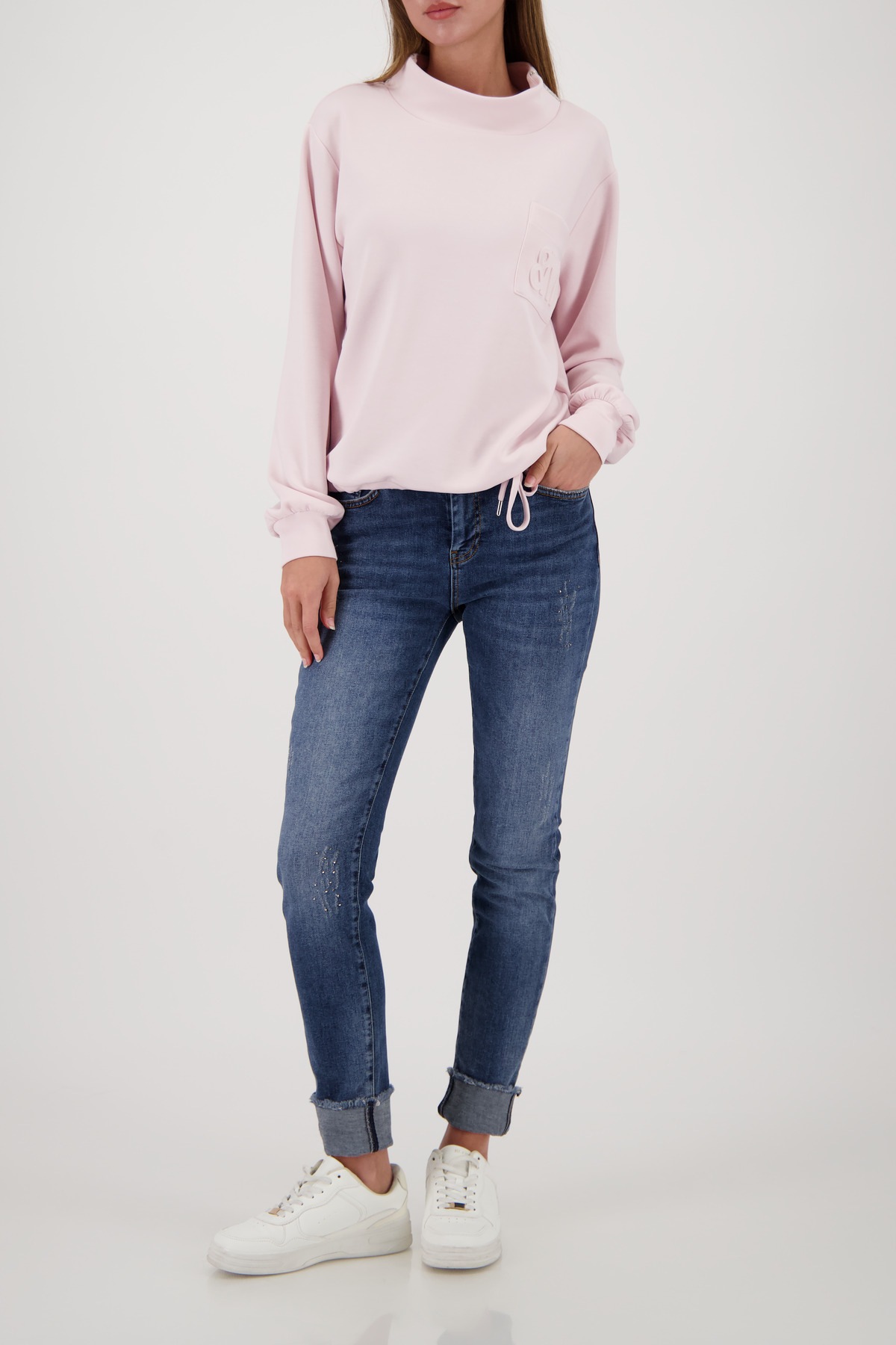 Monari Sweatshirt »Sweatshirt Basic Schmuckdetail«, Regular fit mit Stehkragen
