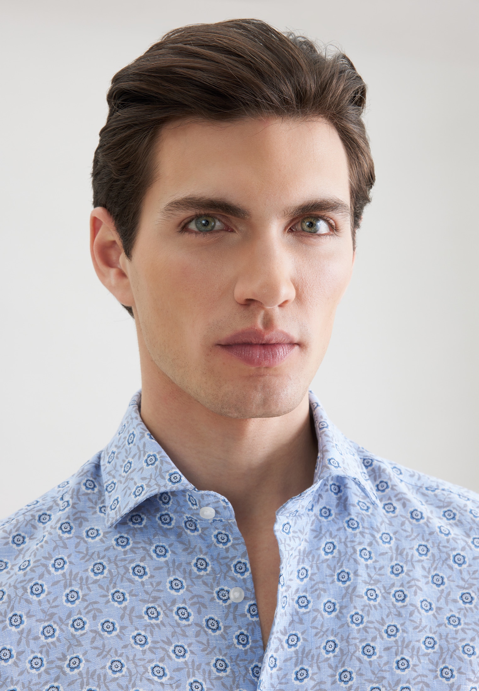 seidensticker Leinenhemd »Schwarze Rose« Shaped 1/1 Kentkragen Druck