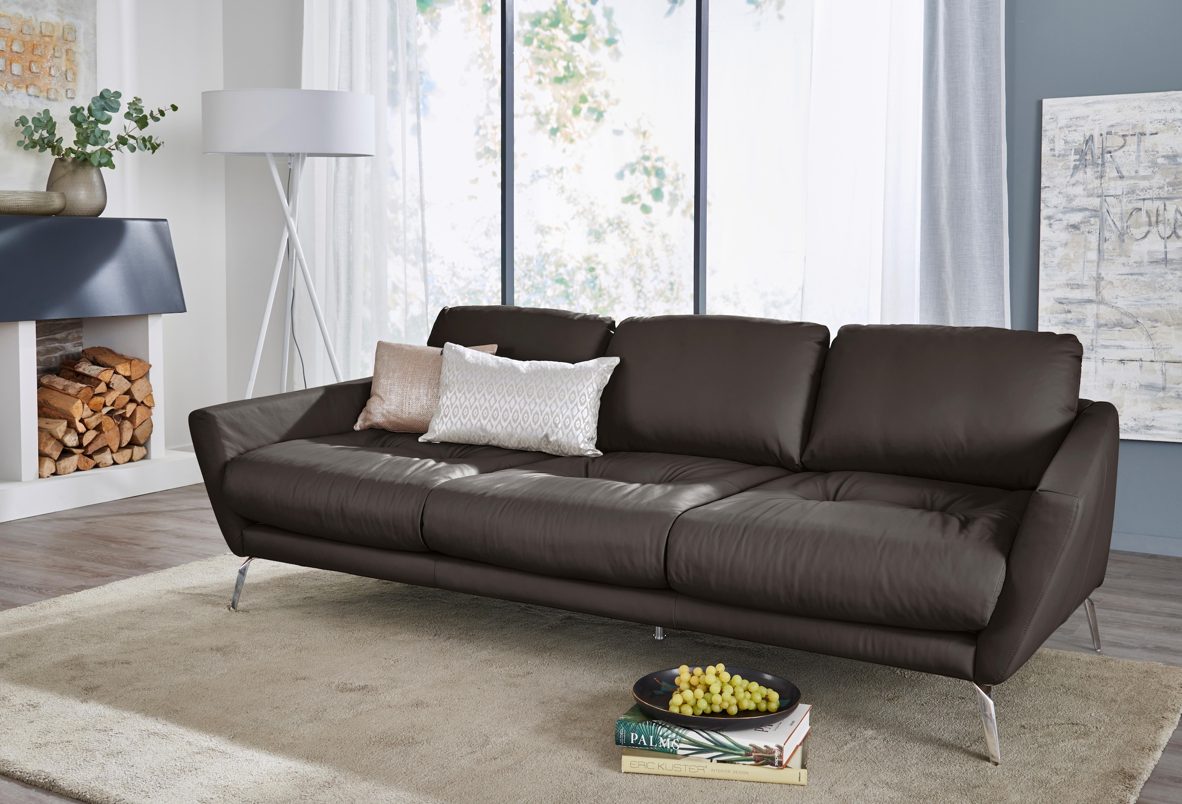 Big-Sofa »softy«, mit dekorativer Heftung im Sitz, Füße Chrom glänzend