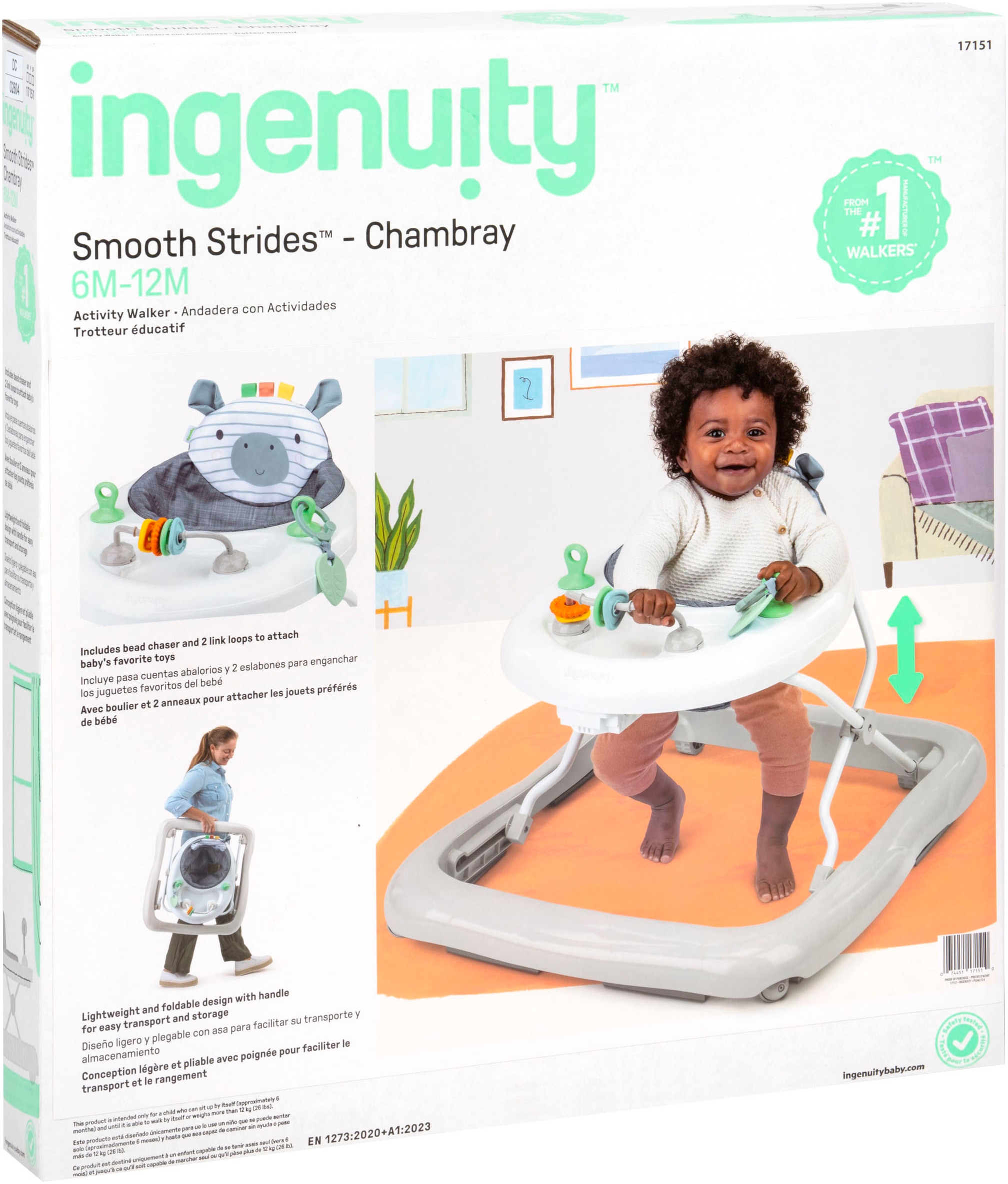 ingenuity Lauflernhilfe »Smooth Strides Activity Walker - Chambray«