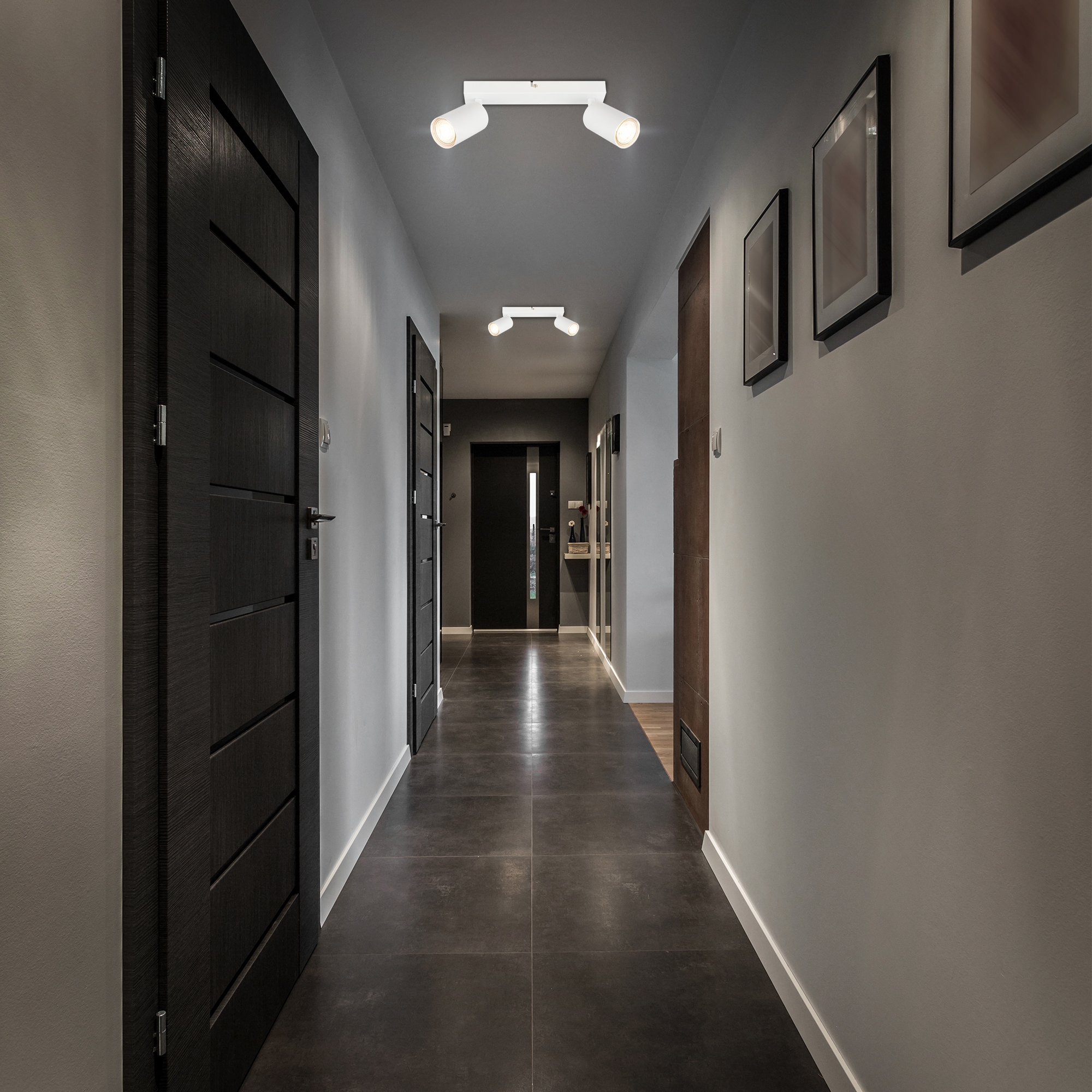 B.K.Licht Deckenstrahler »BK_DS1630 EEK A LED Deckenlampe, Schwenkbar, Deckenspot« GU10 1 Stk. Warmweiß Inkl. 2x GU10, 3.000 K, 450Lm, 2W, 15,5 x 5,5 x 25,5 cm, Weiß