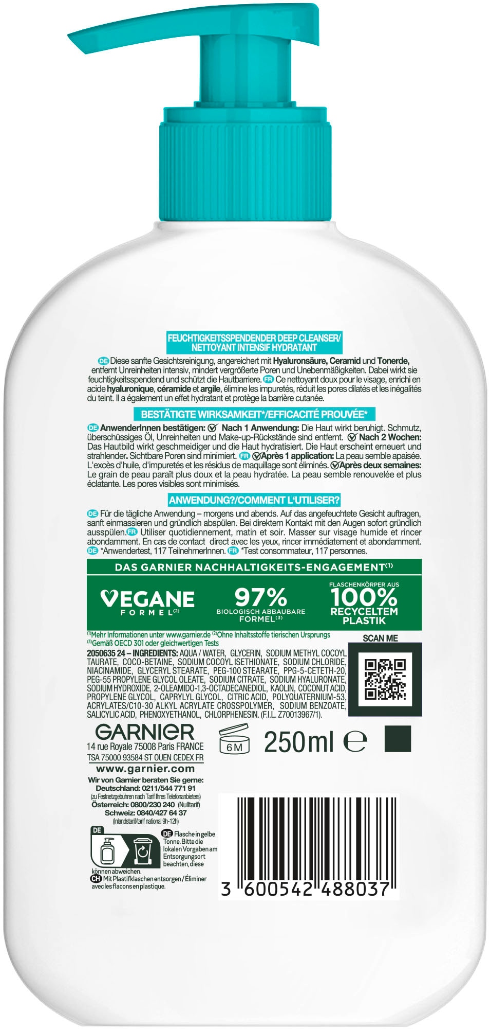 GARNIER Gesichts-Reinigungsschaum »GARNIER HAUTKLAR SALICYLIC PURIFYING GENTLE CLEANSER« mit Hyaluron