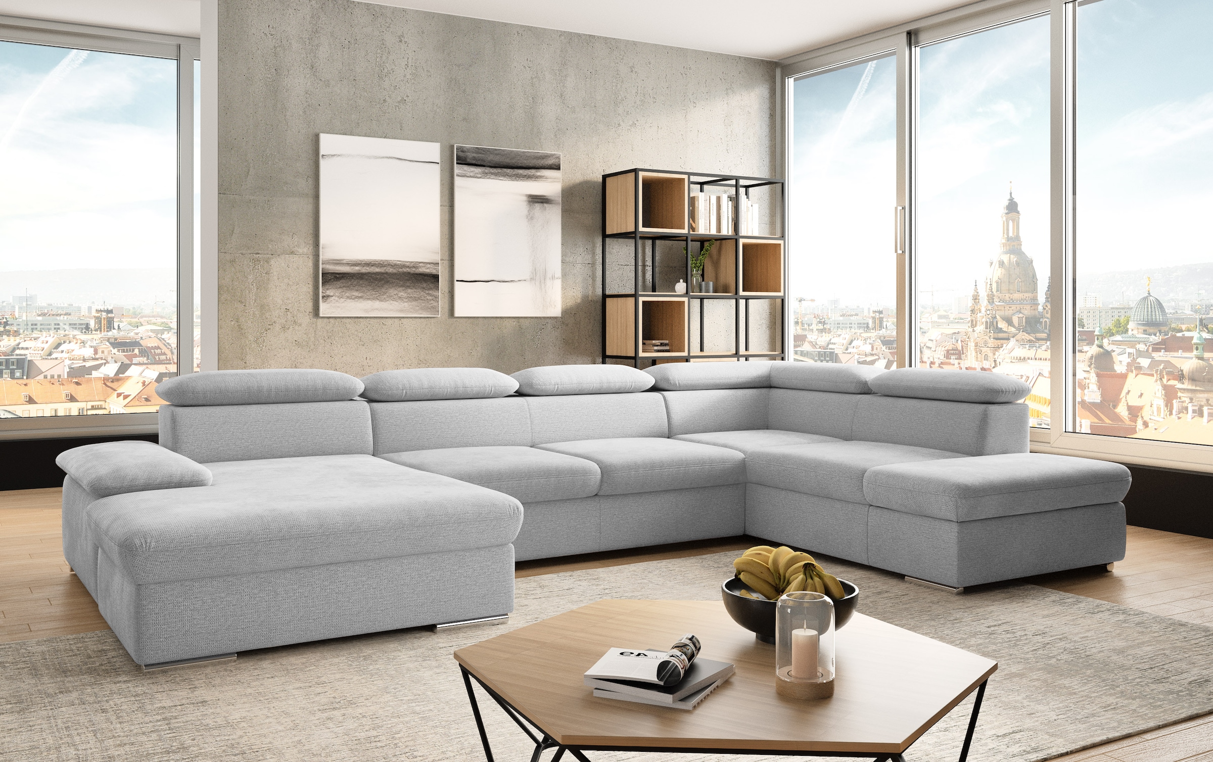 sit&more Wohnlandschaft »Valantine U-Form, B: 349 cm« mit Arm- & Kopfteilverstellung, optional mit Bettfunktion