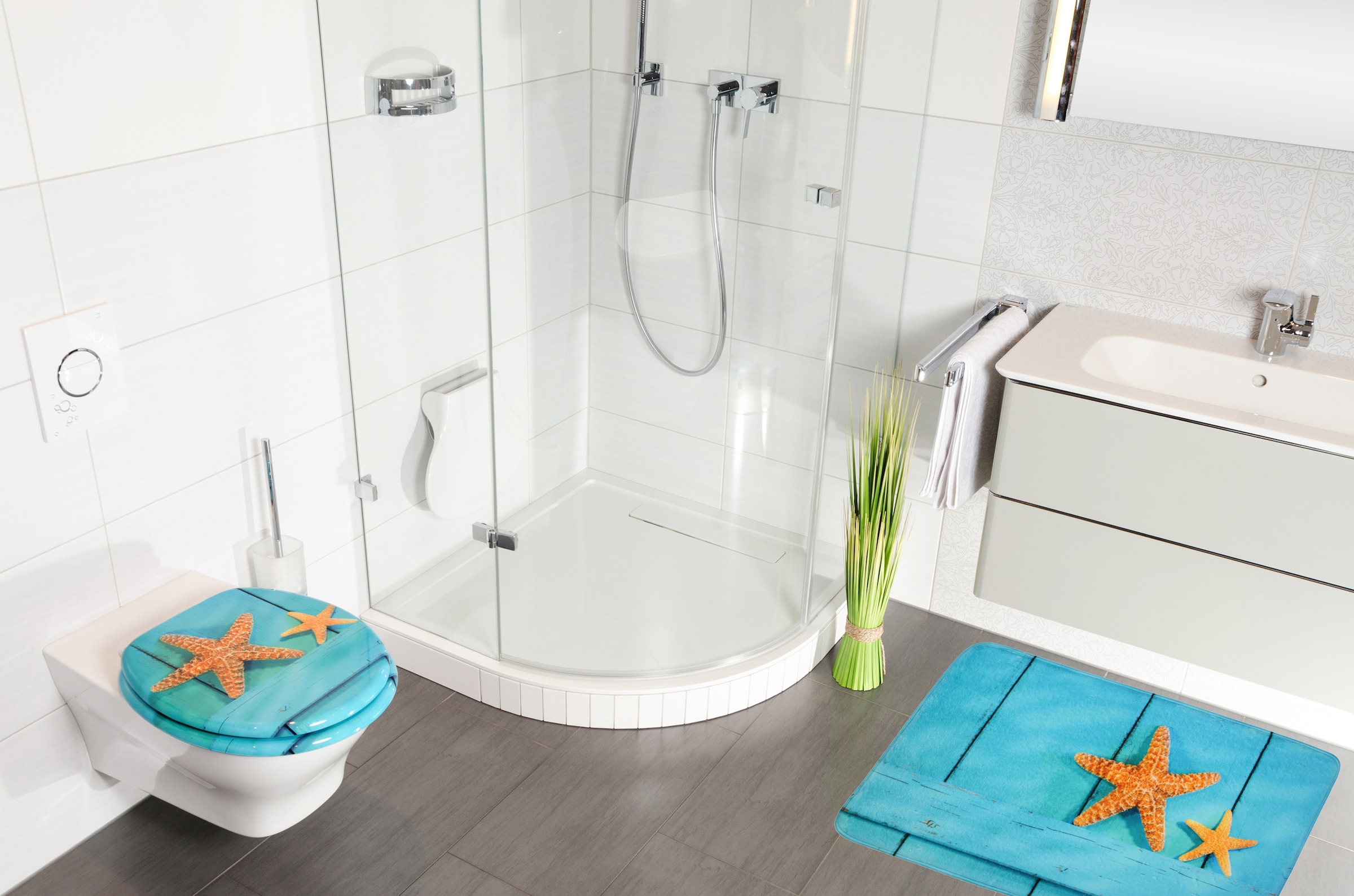 Sanilo Badaccessoire-Set »Sea Star« bestehend aus WC-Sitz, Badteppich und Waschbeckenstöpsel