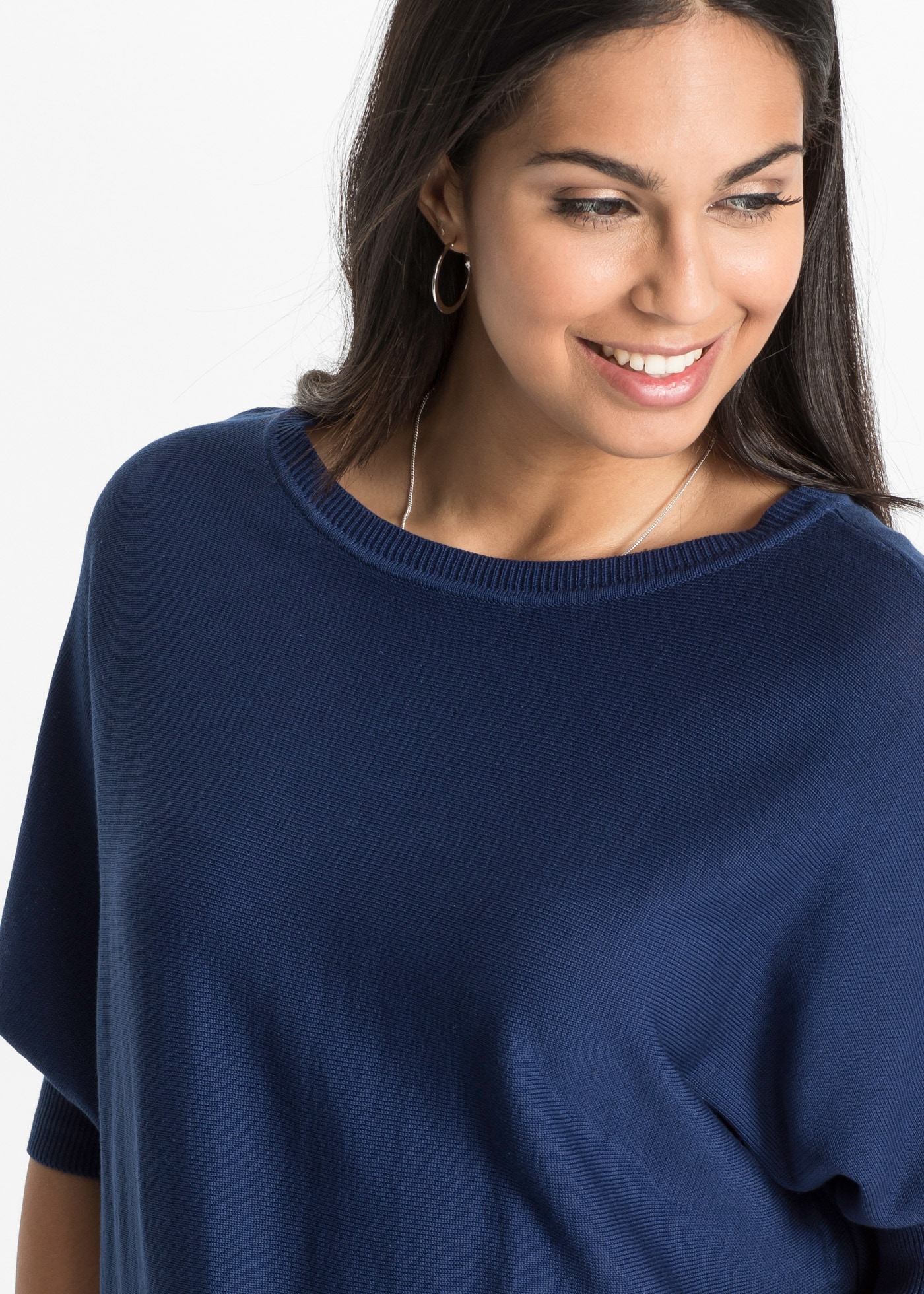 bonprix Strickpullover aus Baumwoll-Mix, mit Rundhalsausschnitt, bequeme Passform