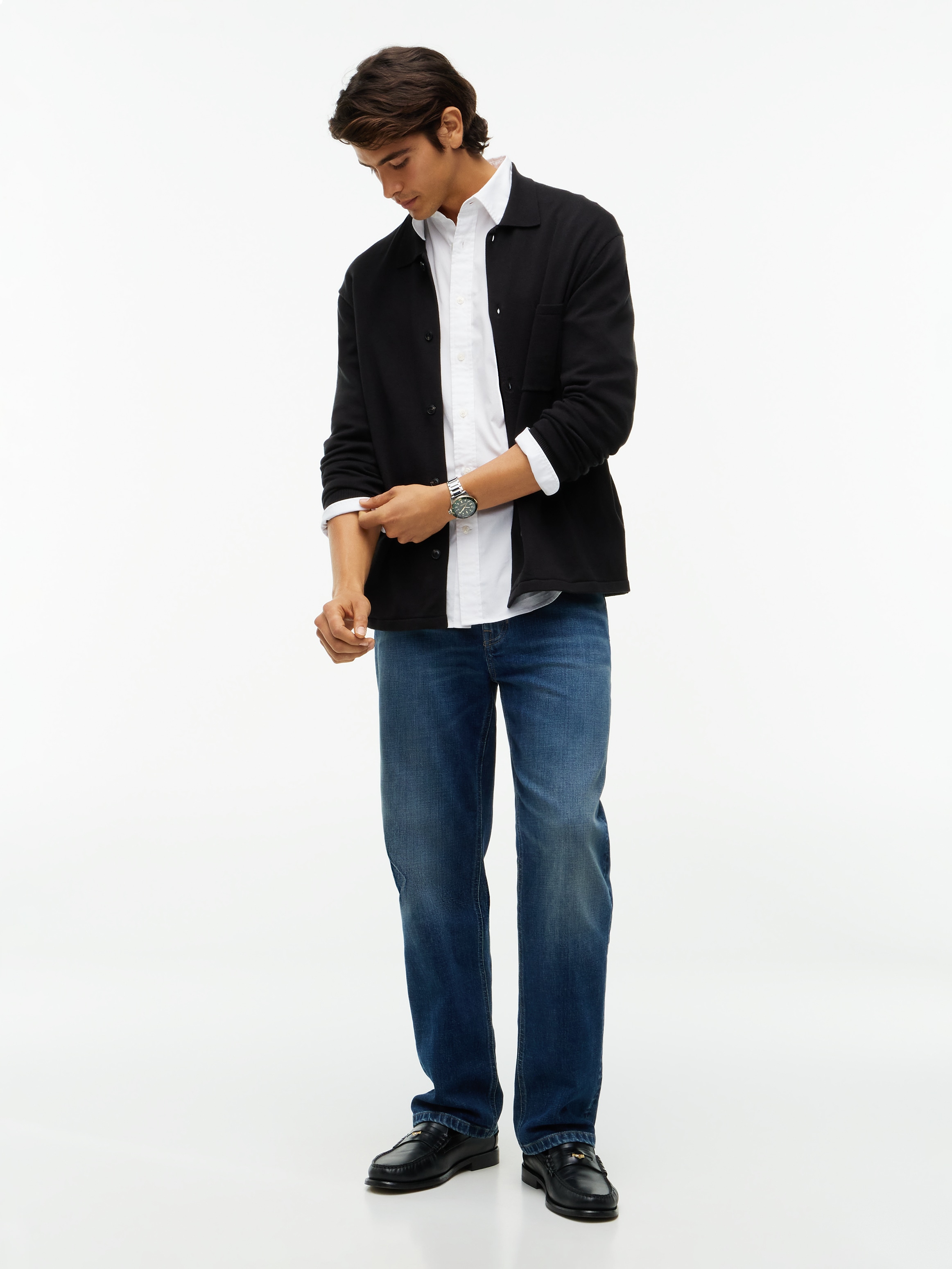 Tommy Hilfiger Strickjacke »ESSENTIAL COTTON« Relaxed Fit Strick-Overshirt mit Flag-Stickerei