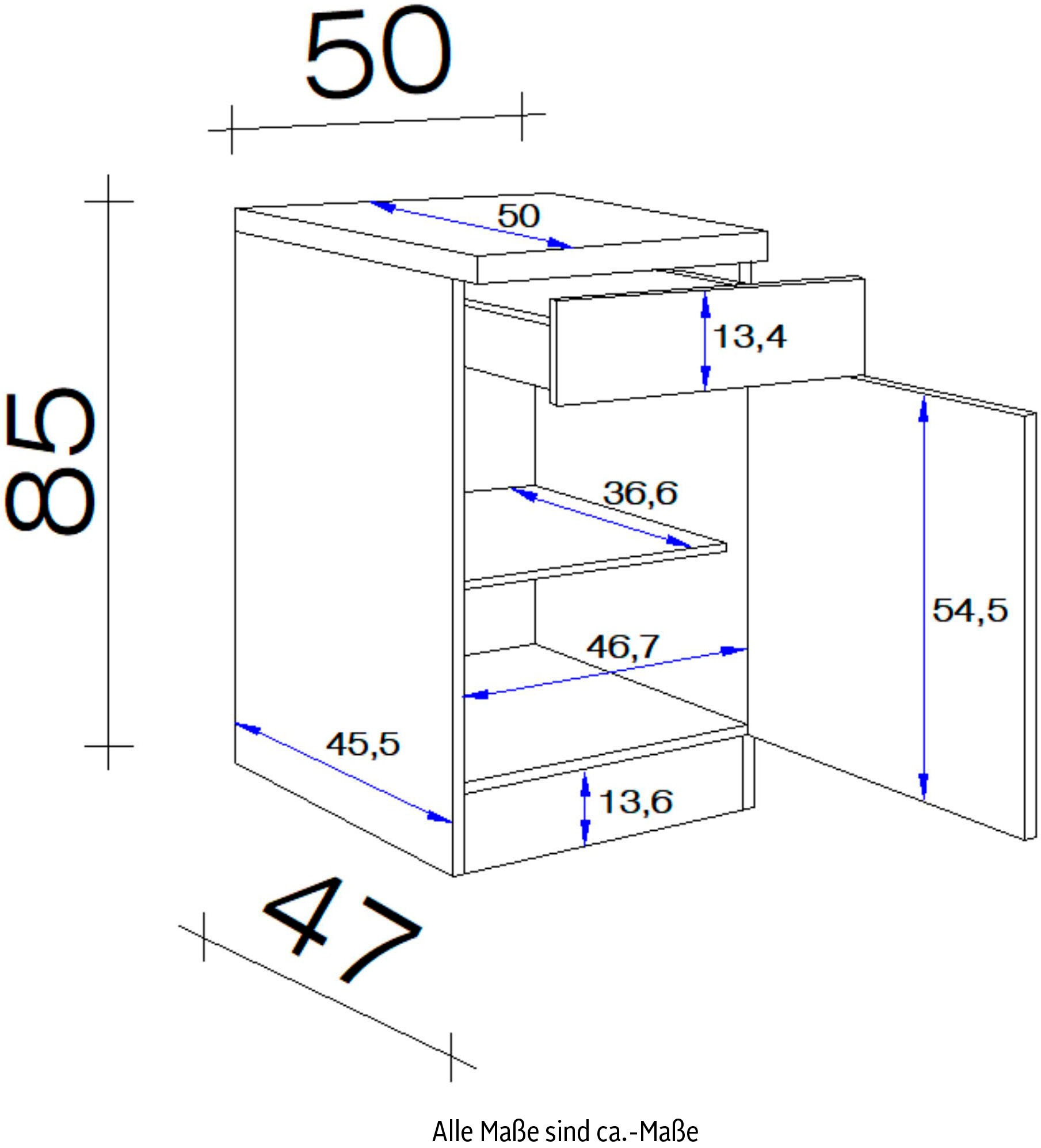 Flex-Well Unterschrank »Bergen«, (B x H x T) 50 x 85 x 50 cm online bei OTTO