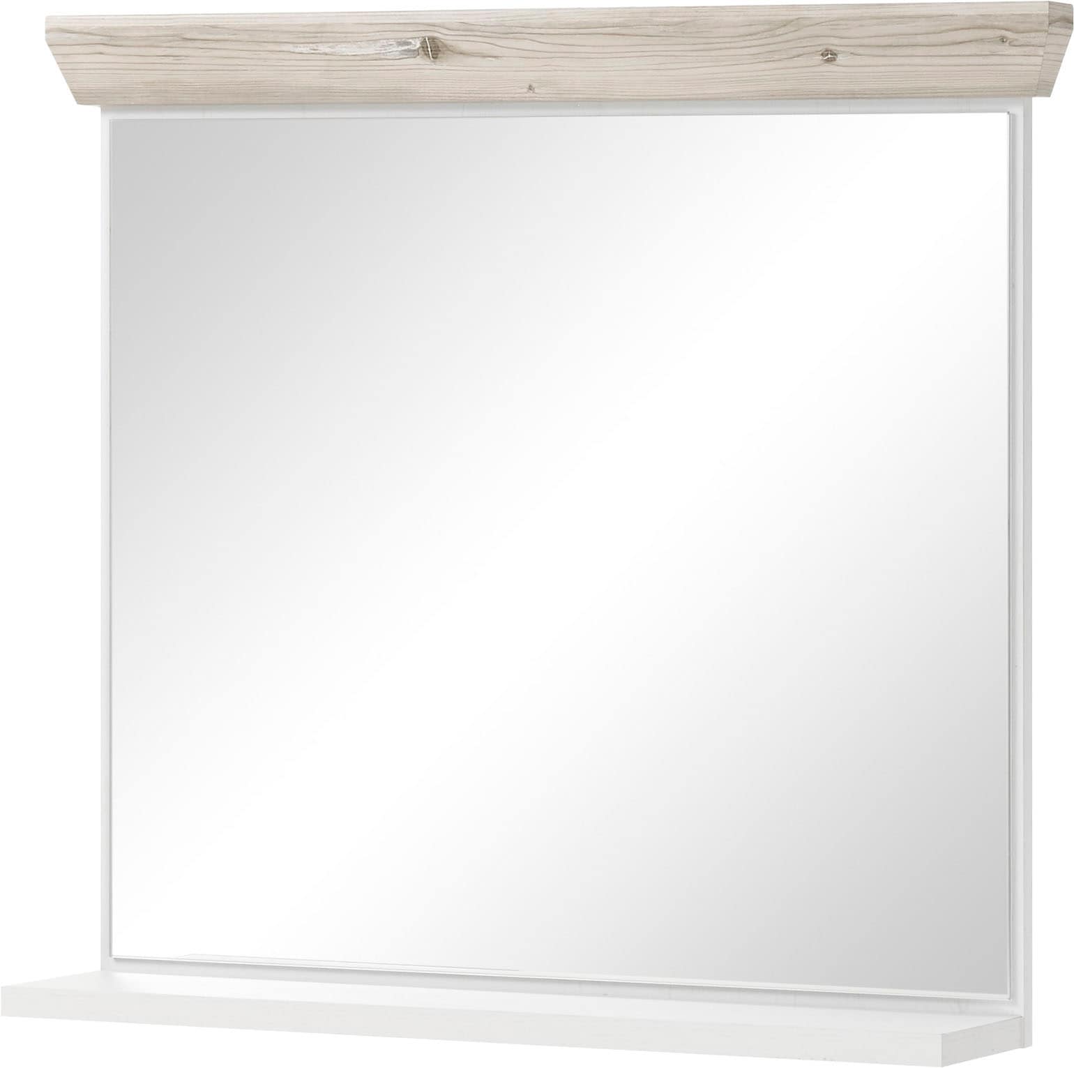 Home affaire Badmöbel-Set »Florenz, Bad im Landhausstil, 4-teiliges Badezimmer«, (4 St.), Hänge-Waschtisch, Schrank, Wandboard und Spiegel, in Pinie Weiß