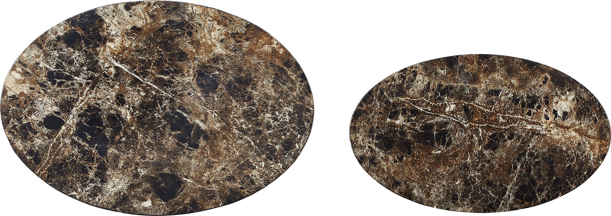 SalesFever Couchtisch »Almeria - Stilvoller Wohnzimmer- und Beistelltisch« Set, 2er Set, 2 Stk. tlg. oval, in Marmoroptik foliert