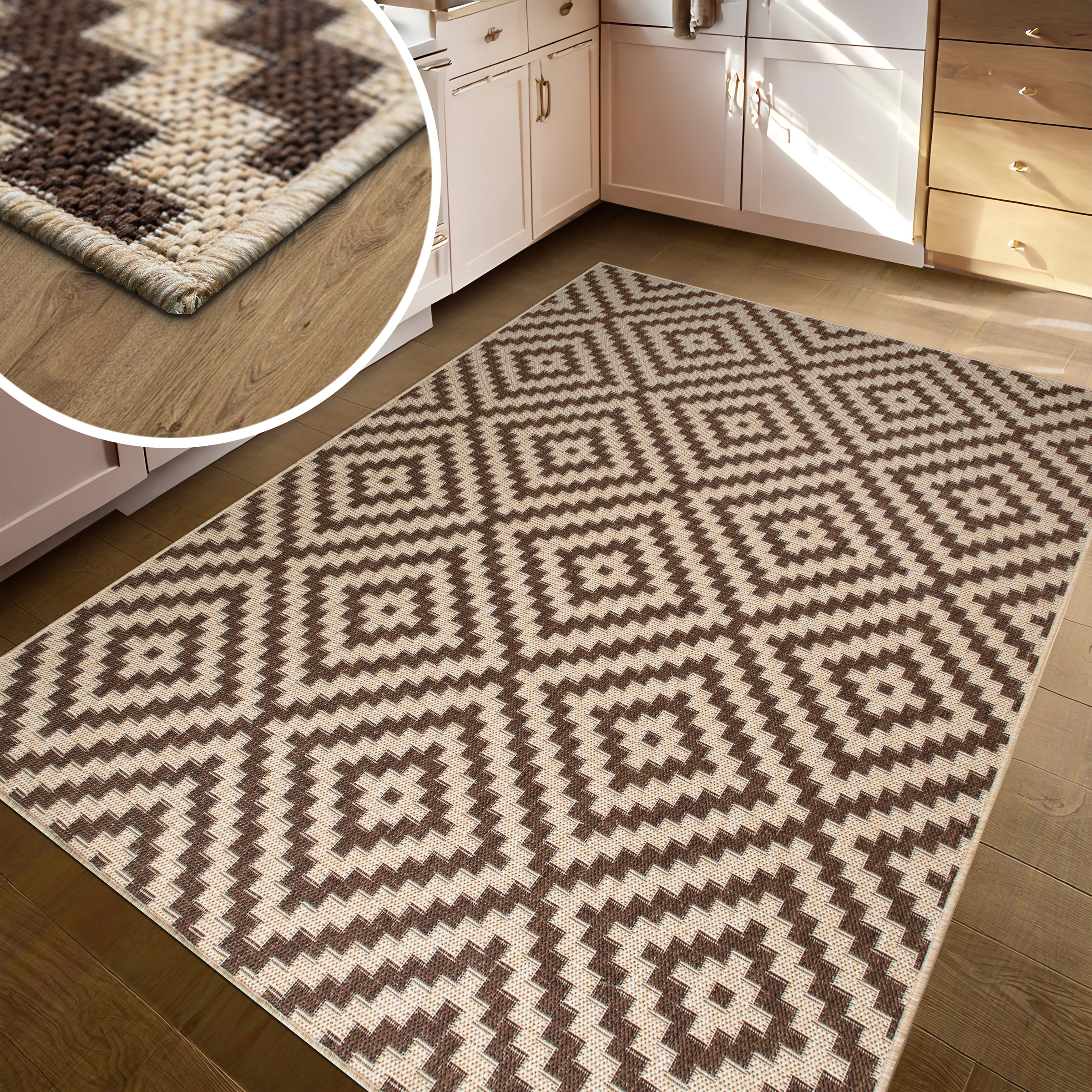 OTTO home Teppich »Cordoba auch als Läufer erhältlich« rechteckig 3 mm Höhe In- und Outdoor geeignet, Sisal-Optik, Wetterfest & UV-beständig, Boho