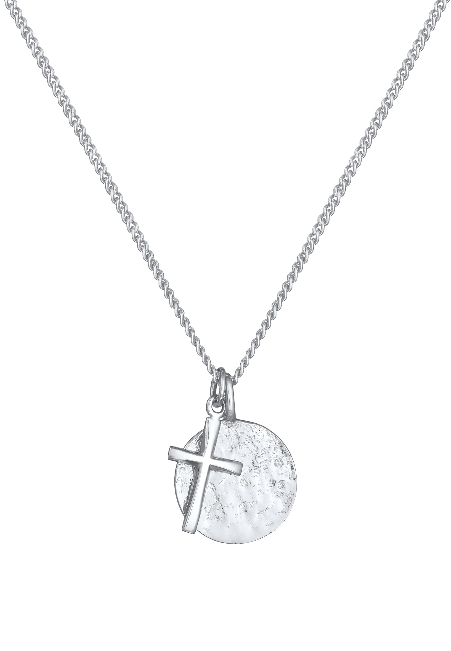 Kuzzoi Lange Kette »Halskette Herren Coin Antik Kreuz Trend Modern 925 Silber«