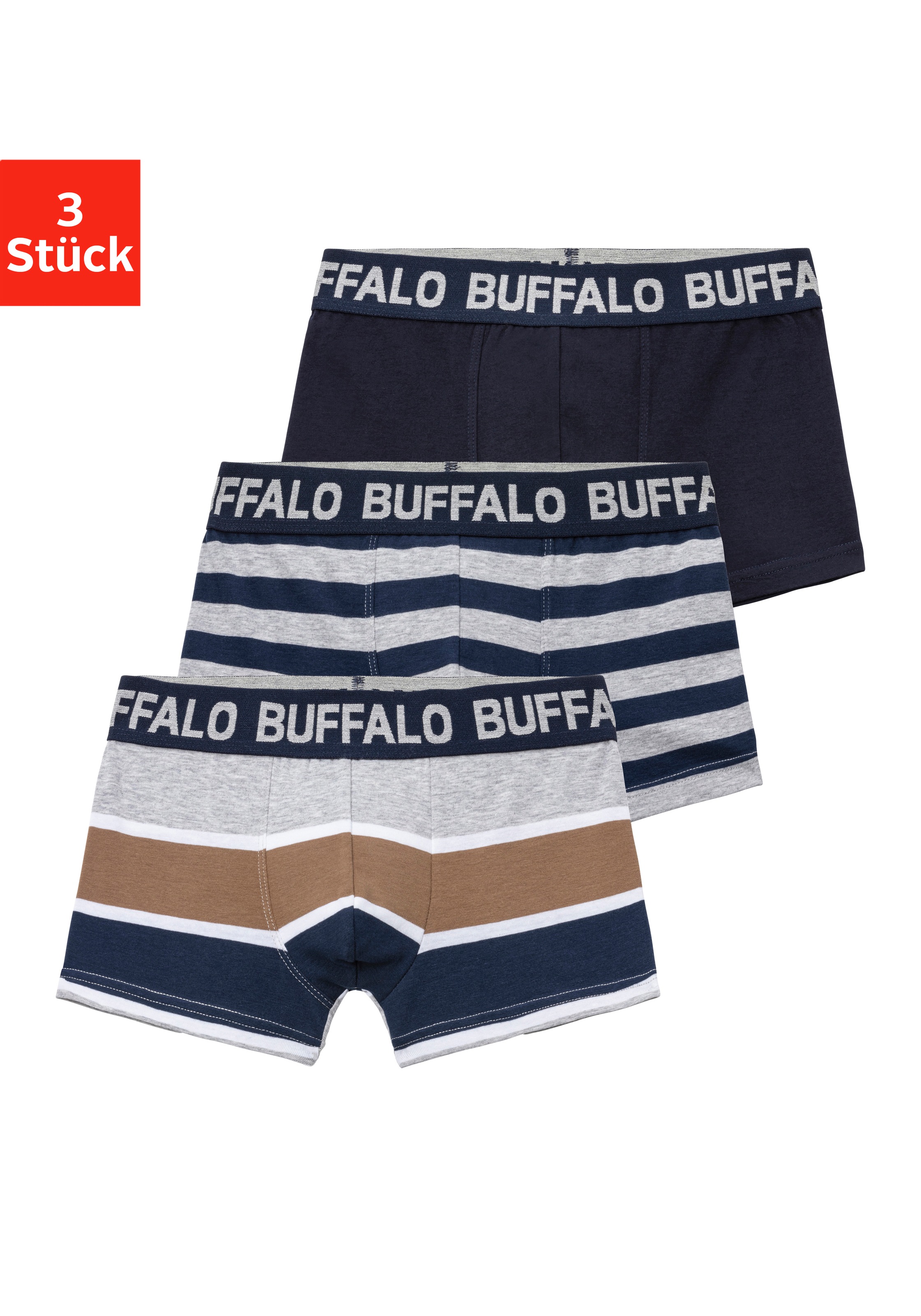 Buffalo Boxer, (Packung, 3 St.), mit Markenschriftzug im Bund