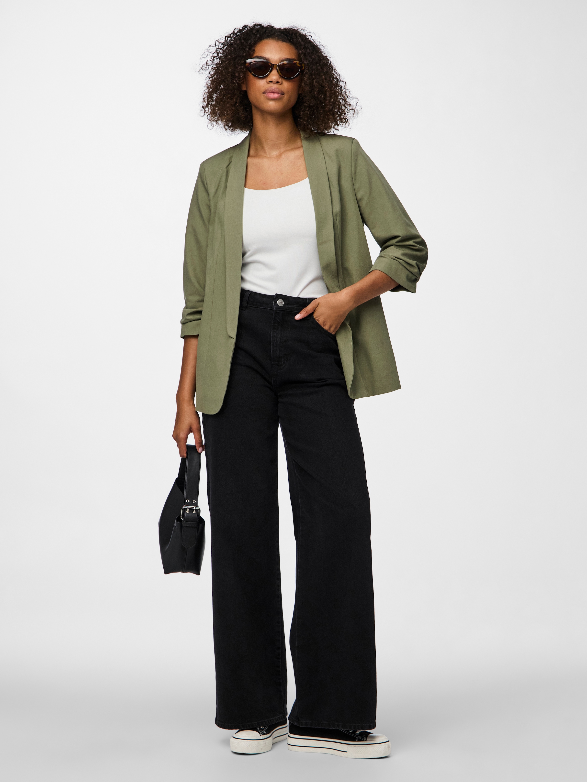 pieces Blusenblazer »PCBOSELLA 3/4 BLAZER NOOS« Materialmix, regular fit