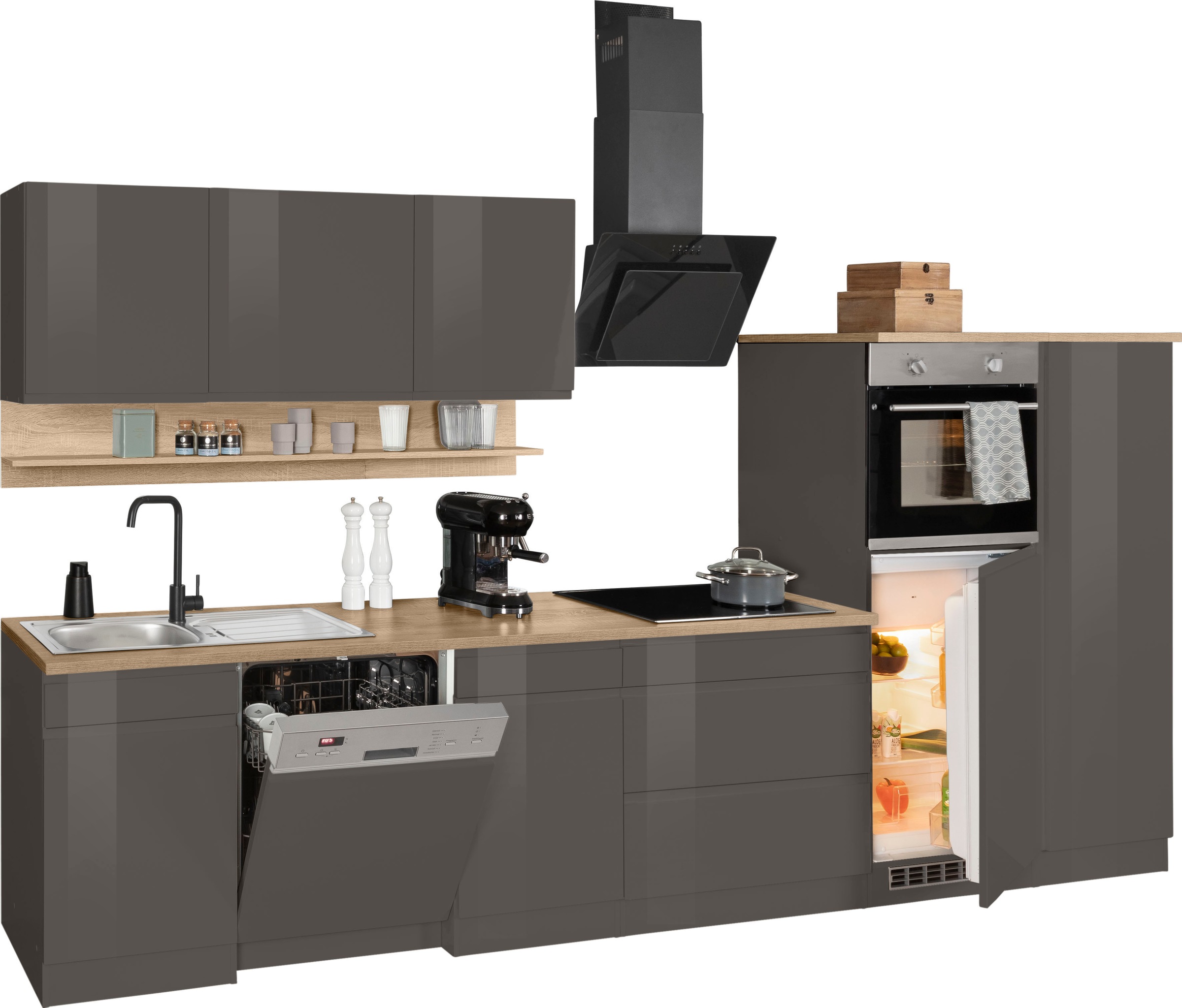 KOCHSTATION Küchenzeile »KS-Virginia« Breite 350 cm, wahlweise mit Induktion