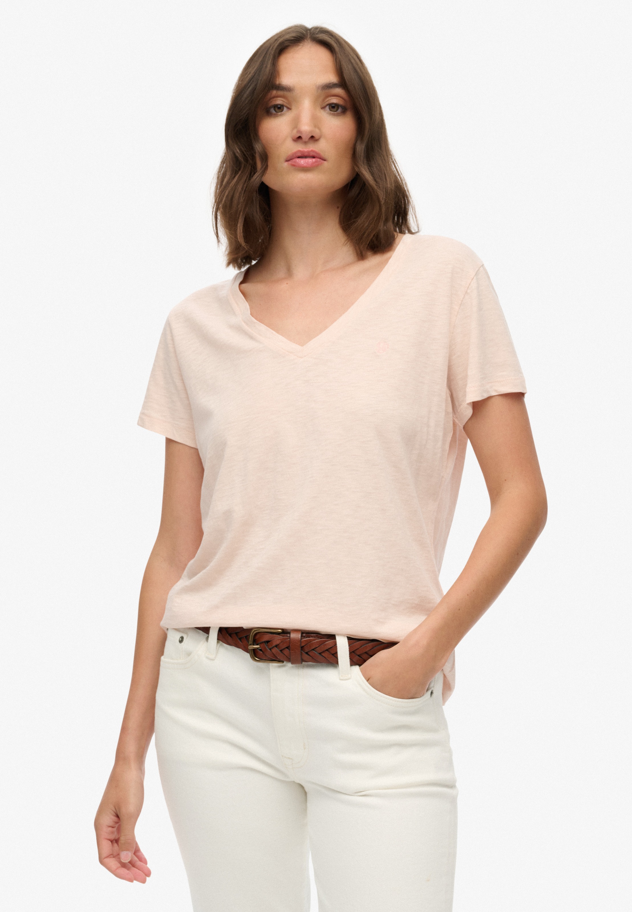 Superdry T-Shirt »STUDIOS SLUB EMB VEE TEE« Baumwollmischung, relaxed fit