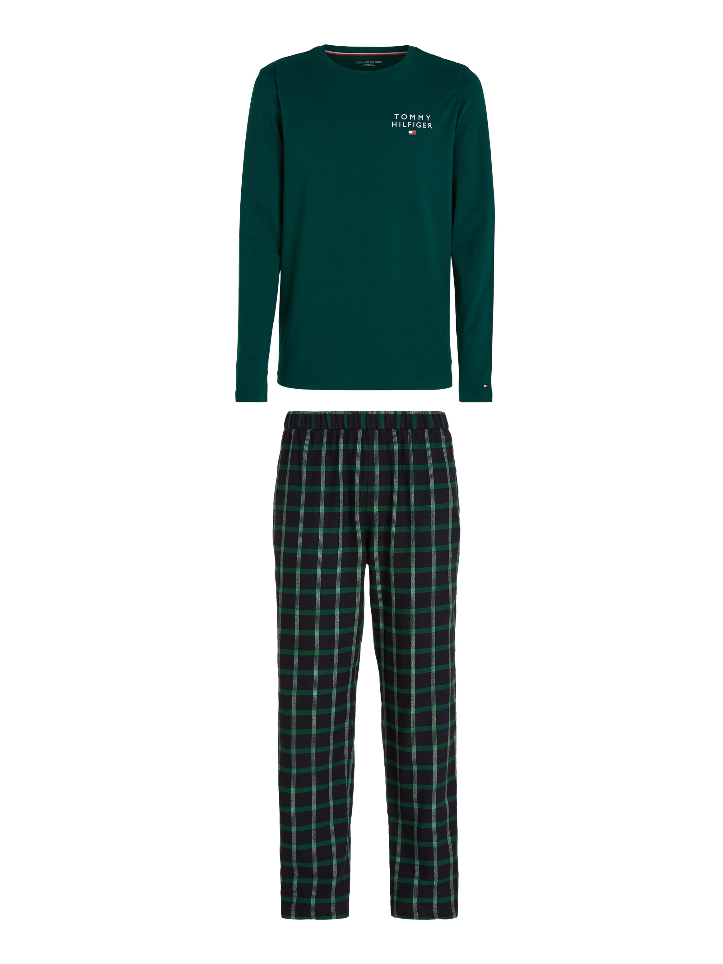 Tommy Hilfiger Schlafanzug Markenlabel PJ WB«, mit der Underwear SET OTTO SELF bei auf Brust »LS FLANNEL FABRIC
