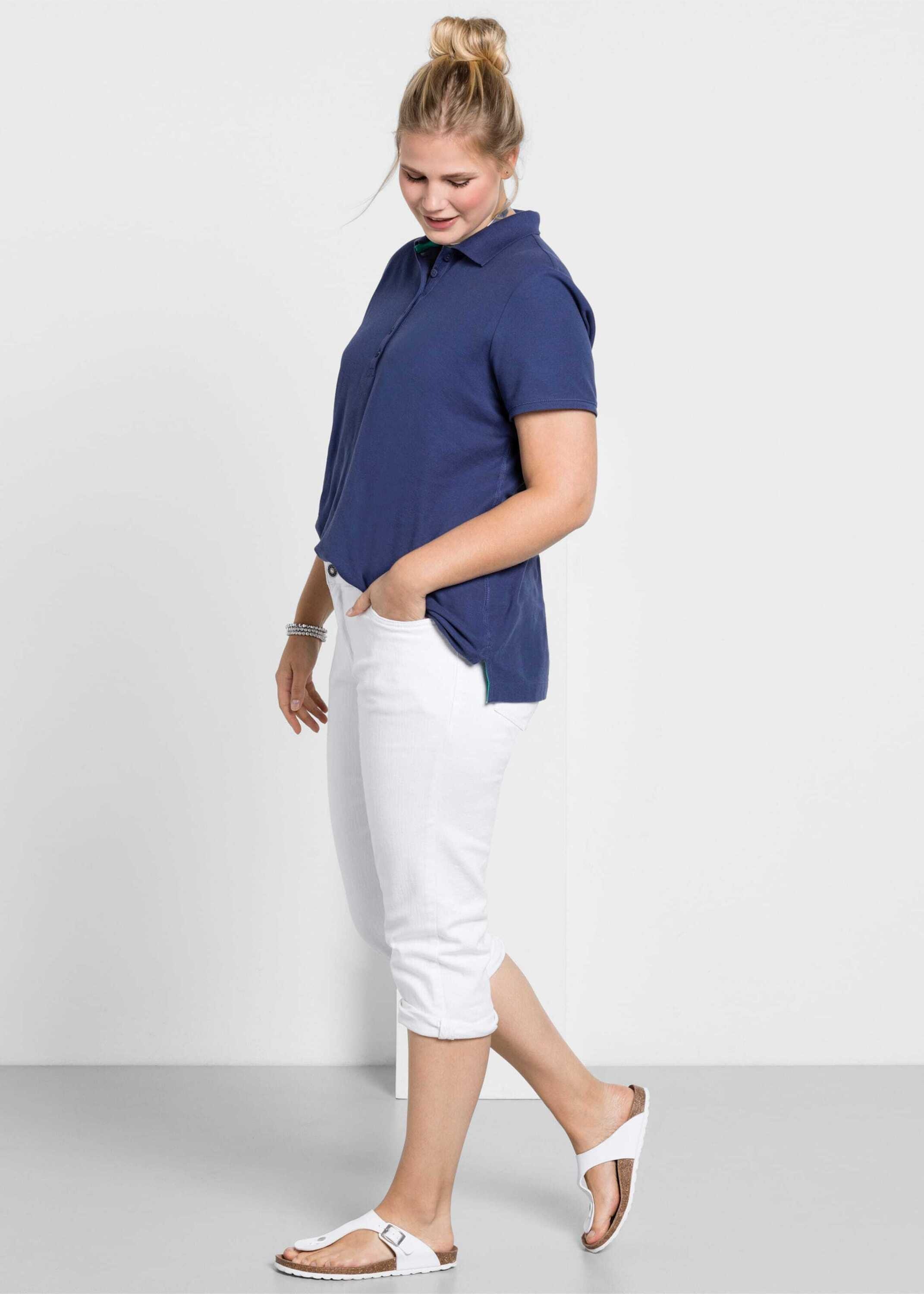 Sheego 5-Pocket-Jeans »Caprijeans Caprijeans mit Krempelfunktion« mit Used-Effekten
