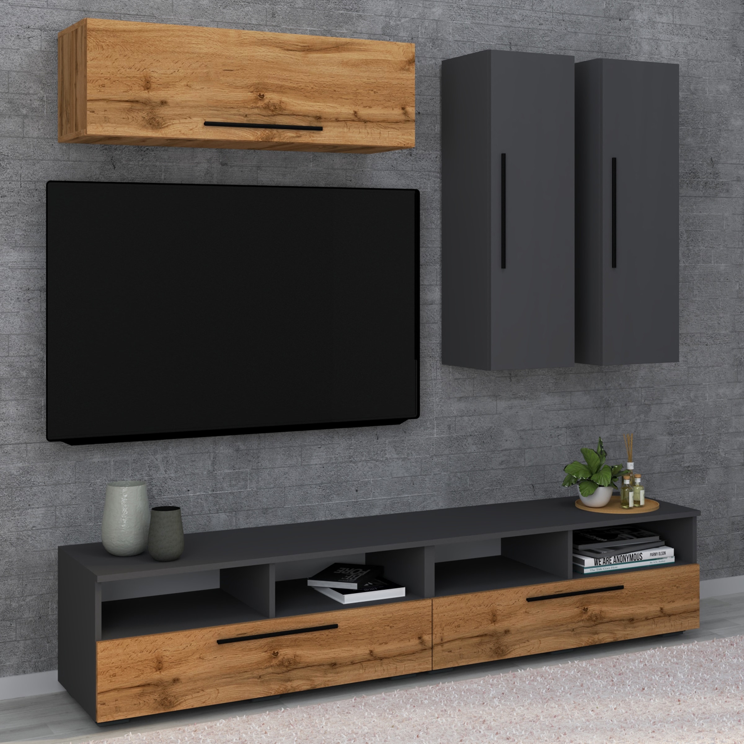 VCM Wandregal »Holz Wandregal Wandschrank Klappschrank Arila XL«