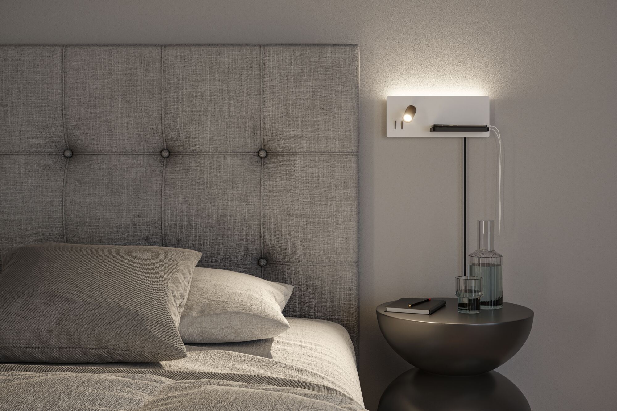 Paulmann LED Wandleuchte »Serra 2700K 650lm / 200lm 230V 5,5 / 1x2,6W« 1 Stk. Warmweiß Bettleuchte, USB C, dimmbar