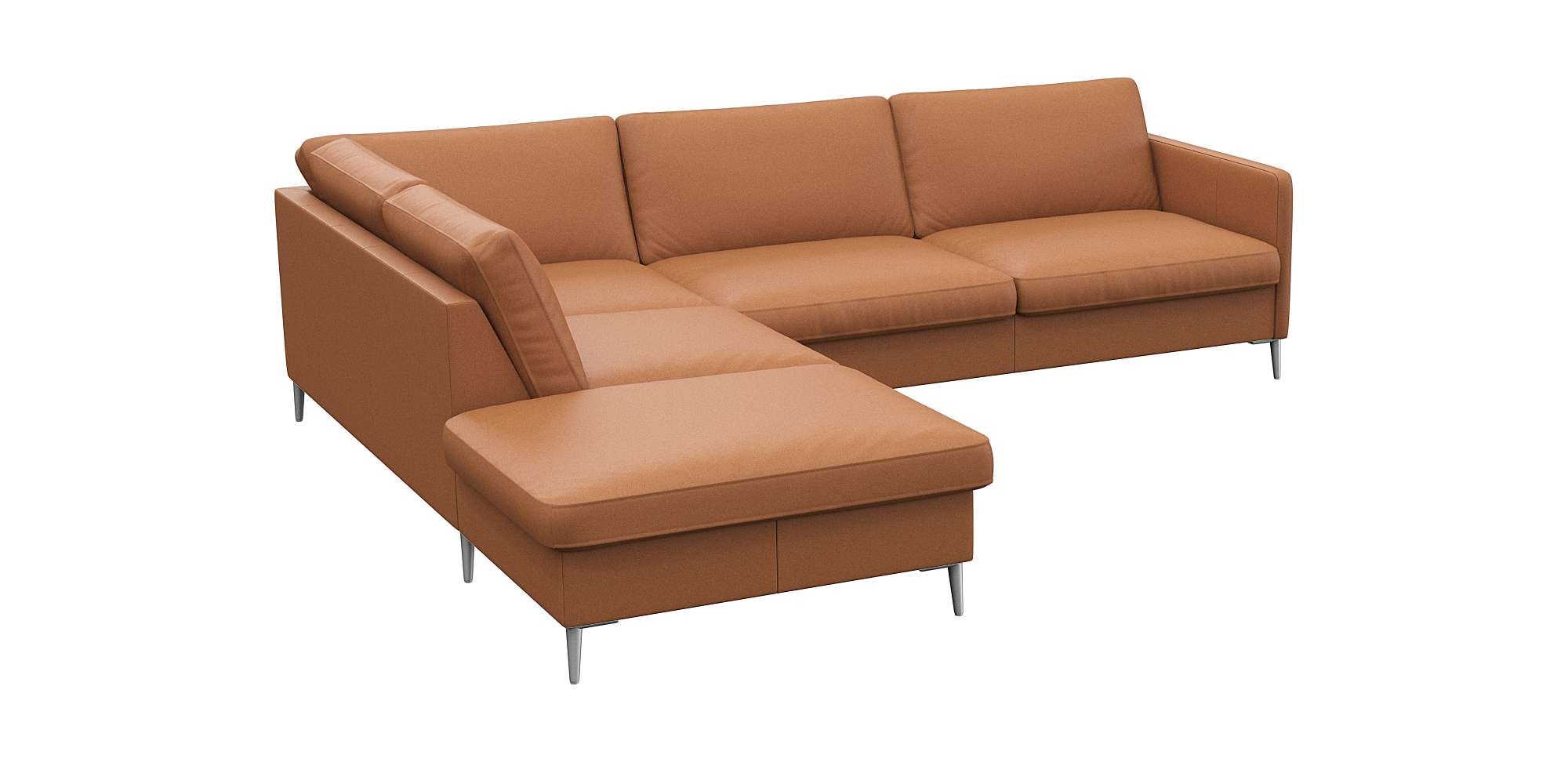 FLEXLUX Ecksofa »Fiore, L-Form«, schmale Armlehnen, Kaltschaum, Füße Alu