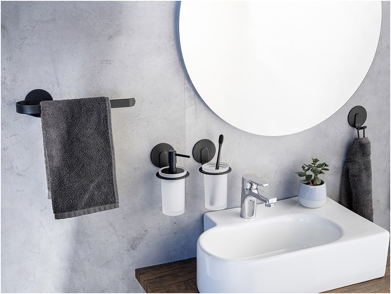 WENKO Zahnputzbecher »Turbo-Loc® Modell Bivio«, mit Wandhalterung ohne Bohren, Aluminium, satiniertes Glas