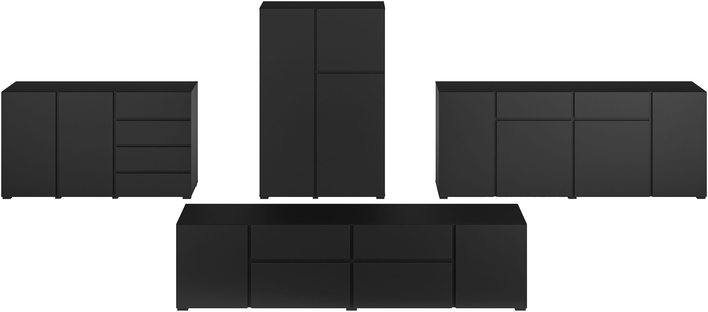 INOSIGN Kombikommode »Metric,Breite 195 cm, grifflose Kommode 4 Türen/2 Schubkästen«, Schubladenschrank mit viel Stauraum, Einlegeböden verstellbar