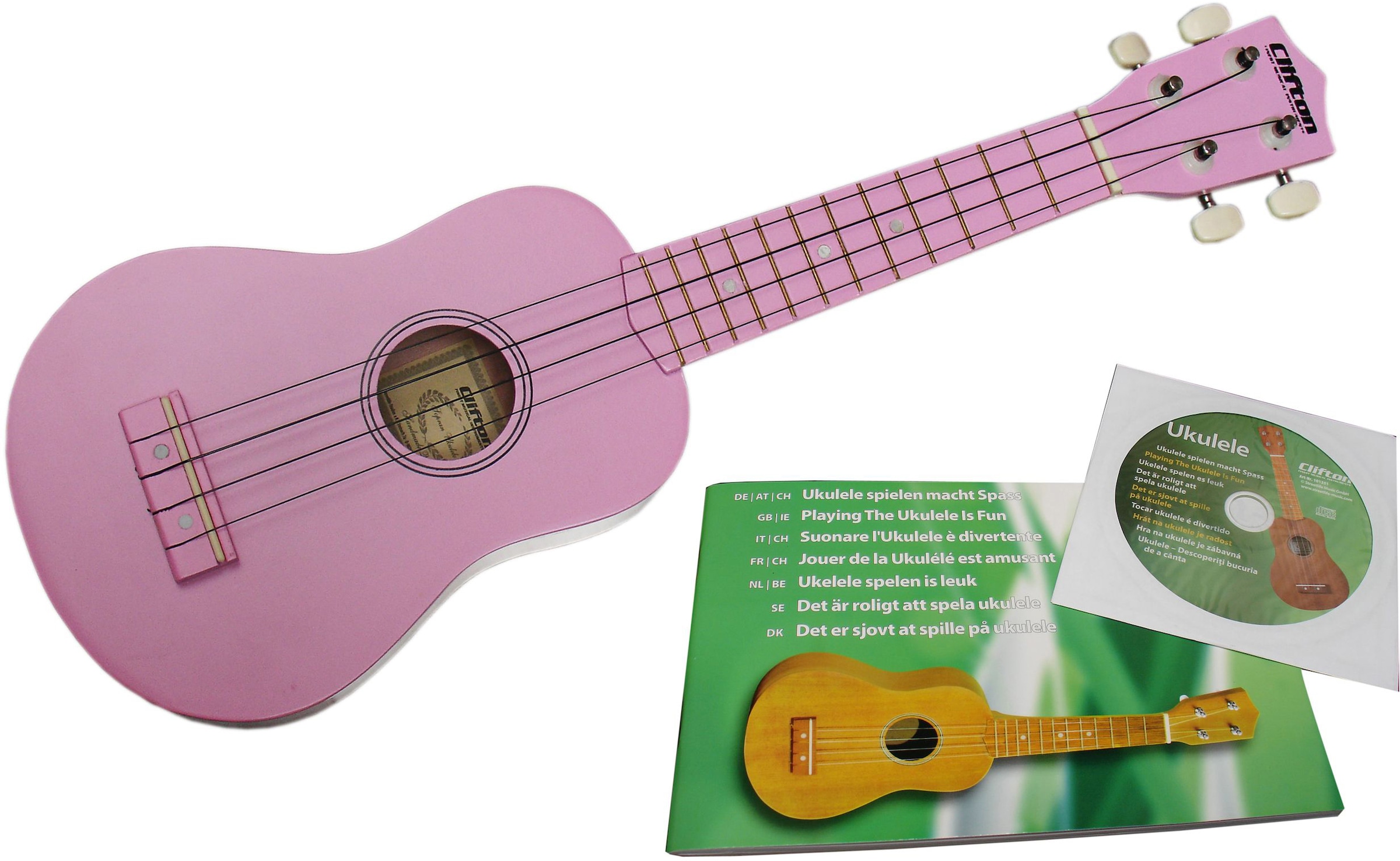 Ukulele »Sopran Ukulele mit Buch und CD, rosa«