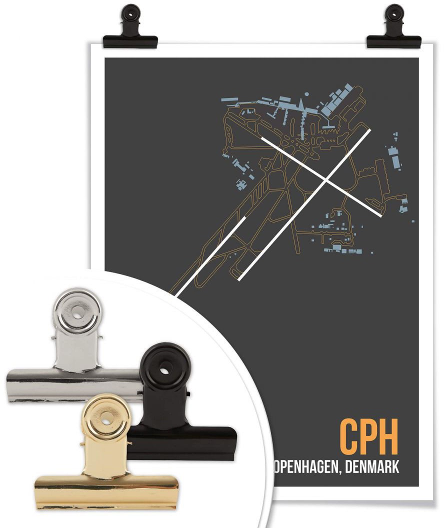 Wall-Art Poster »Wandbild CPH Grundriss Kopenhagen«, Grundriss, (1 St.), Poster ohne Bilderrahmen