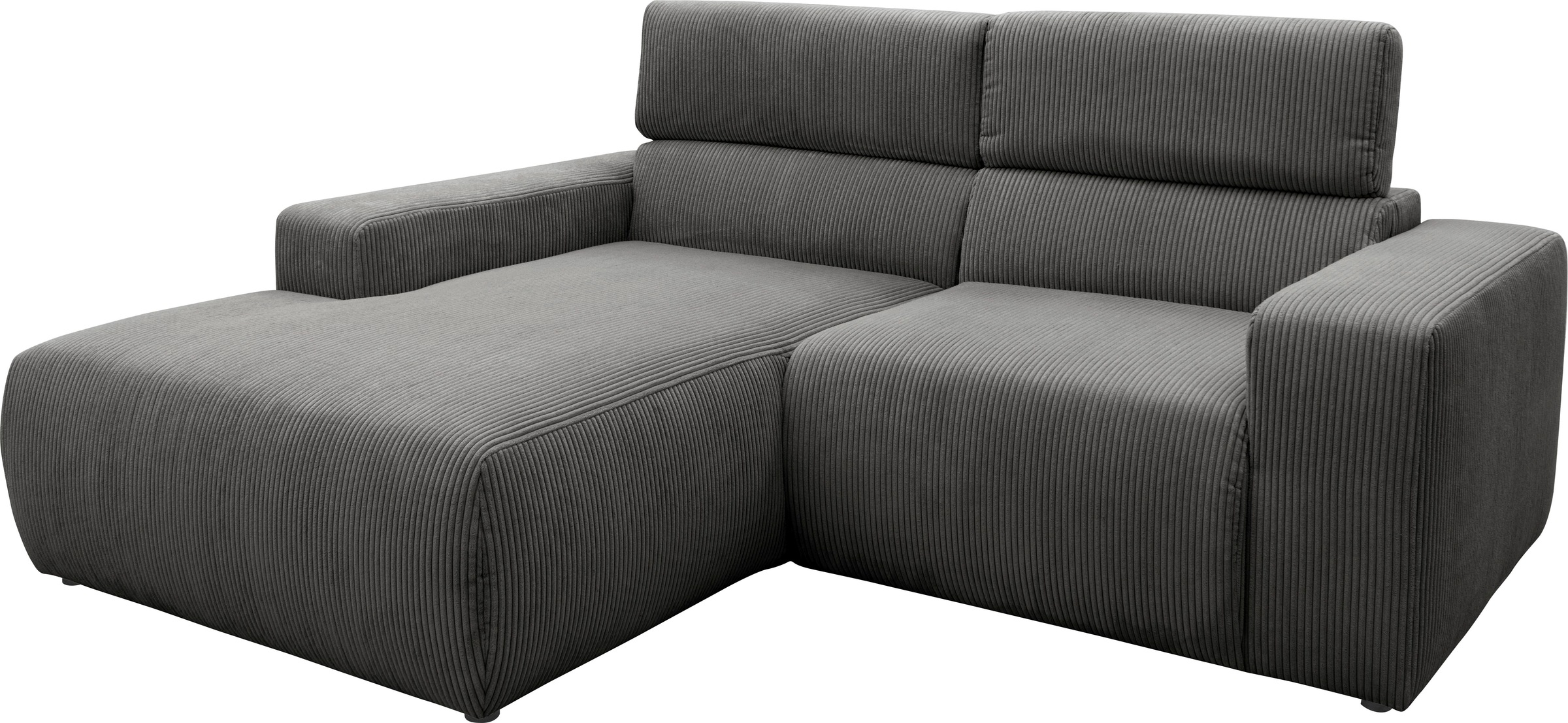 DOMO collection Ecksofa »Brandon B/T: 214/175 cm, belastbar bis 140kg/ Sitz, L-Form«, Cord, grau