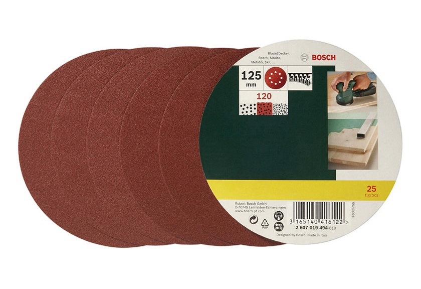 Bosch Home & Garden Schleifscheibe, (Set, 25 St.), für Exzenterschleifer, 8 Löcher, 125 mm, 120