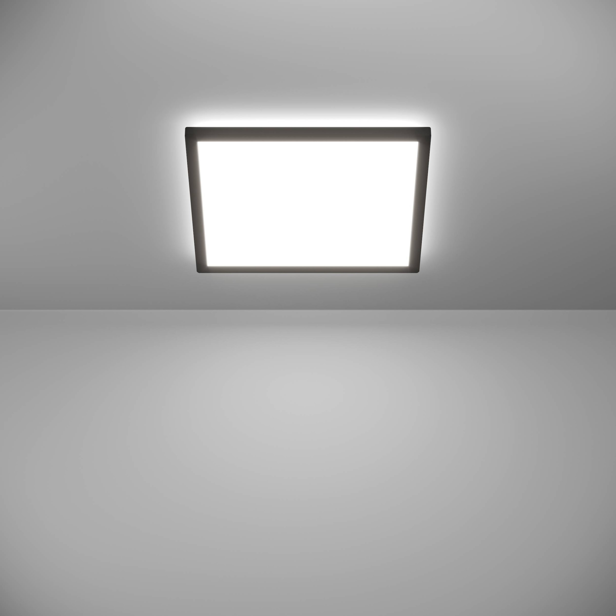 EGLO Deckenleuchte »Rovito Deckenlampe, Deckenbeleuchtung, Badlampe, Kunststoff, IP44« LED-Modul 1 Stk. Kaltweiß | Neutralweiß | Warmweiß Wand-/Deckenleuchte - L39 x B39 x H3 cm - schwarz - 17,6W inkl.