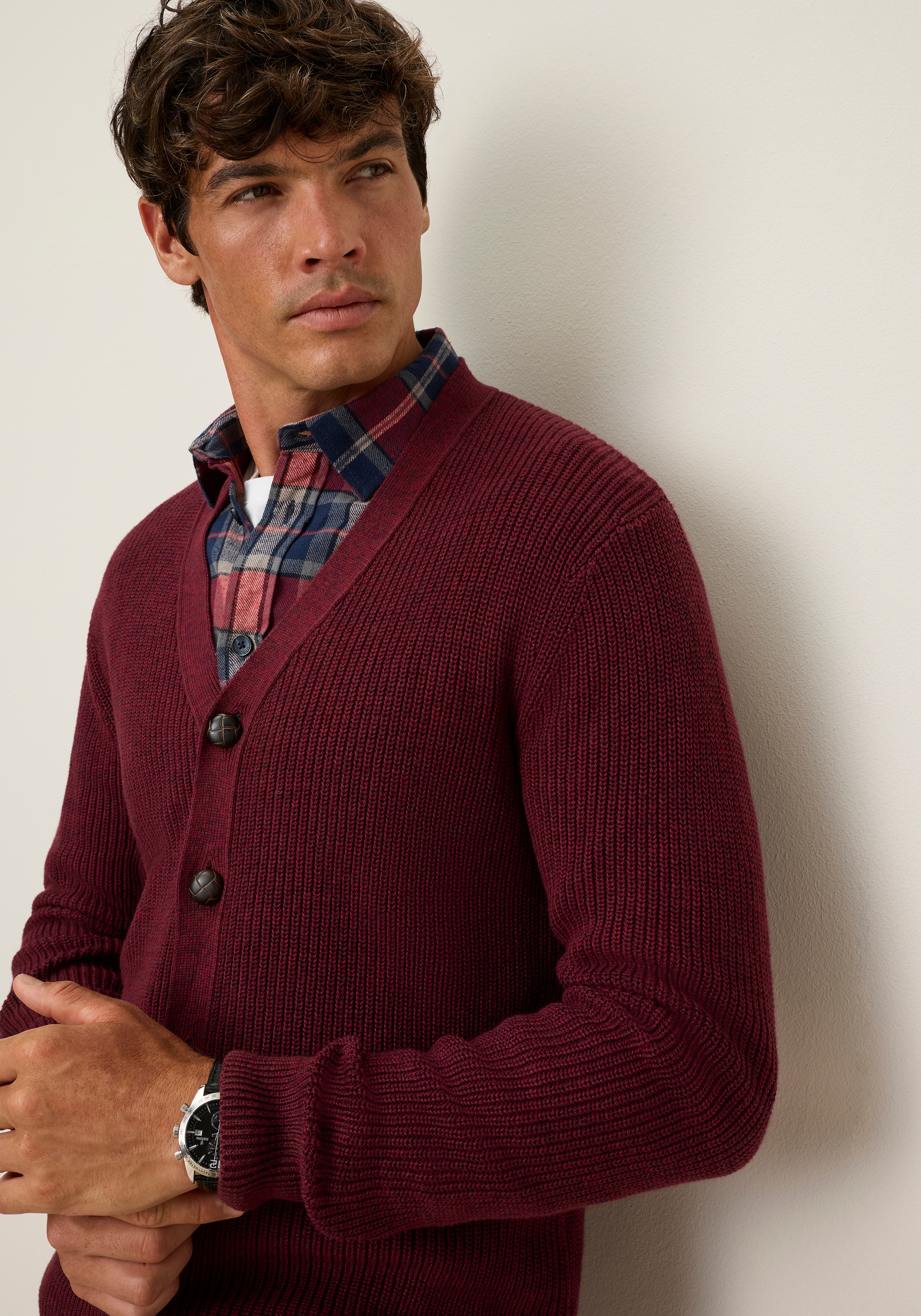 Man's World Strickjacke »Neue Kollektion! Highlight Rippenqualität« Regular fit, mit melierter Optik, mit Knopfleiste, Langarm