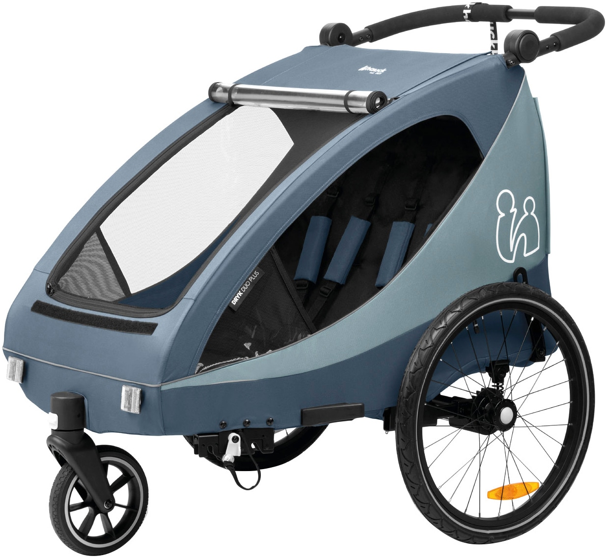 Hauck Fahrradkinderanhänger »2in1 Bike Trailer und Buggy Dryk Duo Plus, dark blue«, für 2 Kinder; inklusive Deichsel