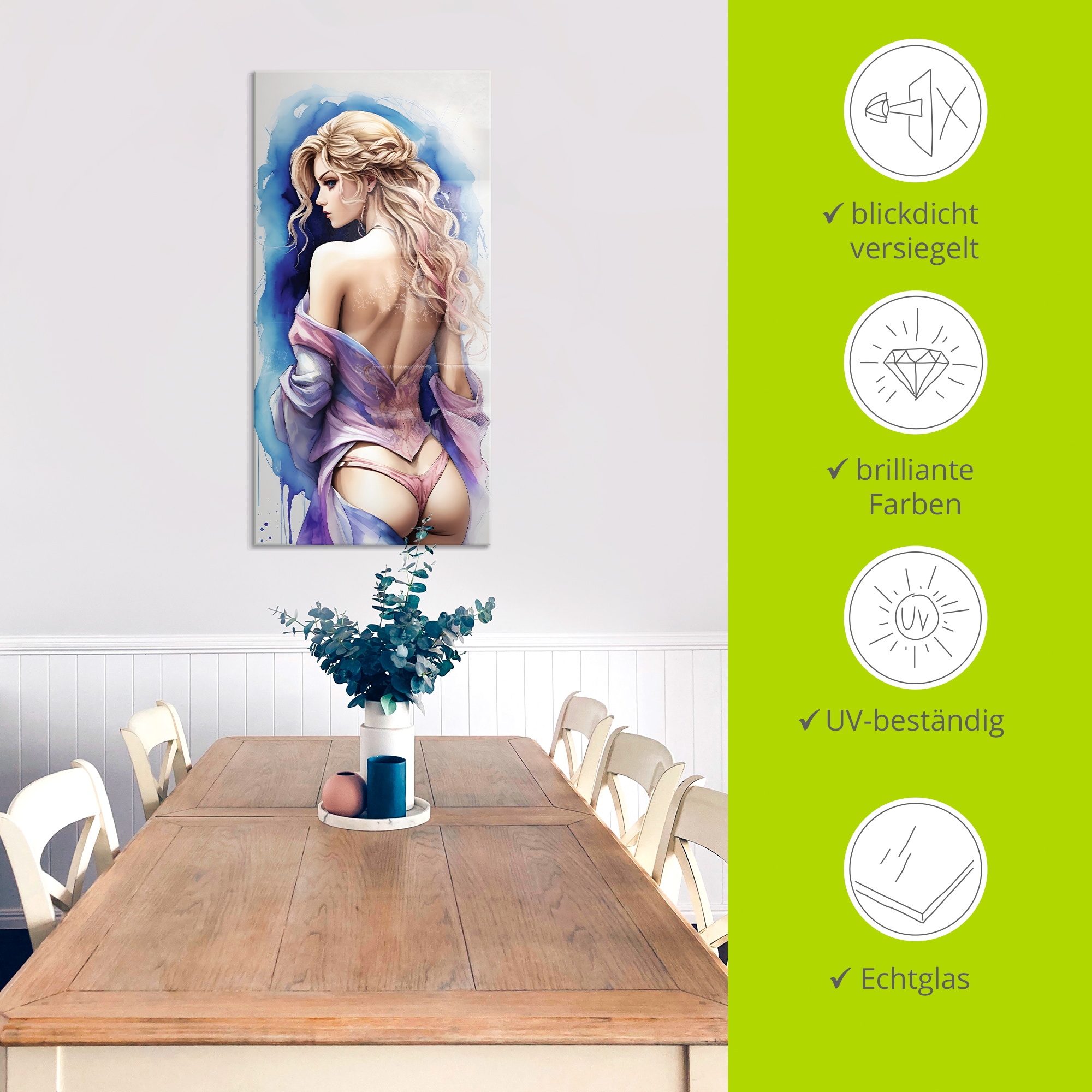 Artland Glasbild »Die Schönheit einer Frau VI« Erotische Bilder 1 Stk. tlg. in verschiedenen Größen