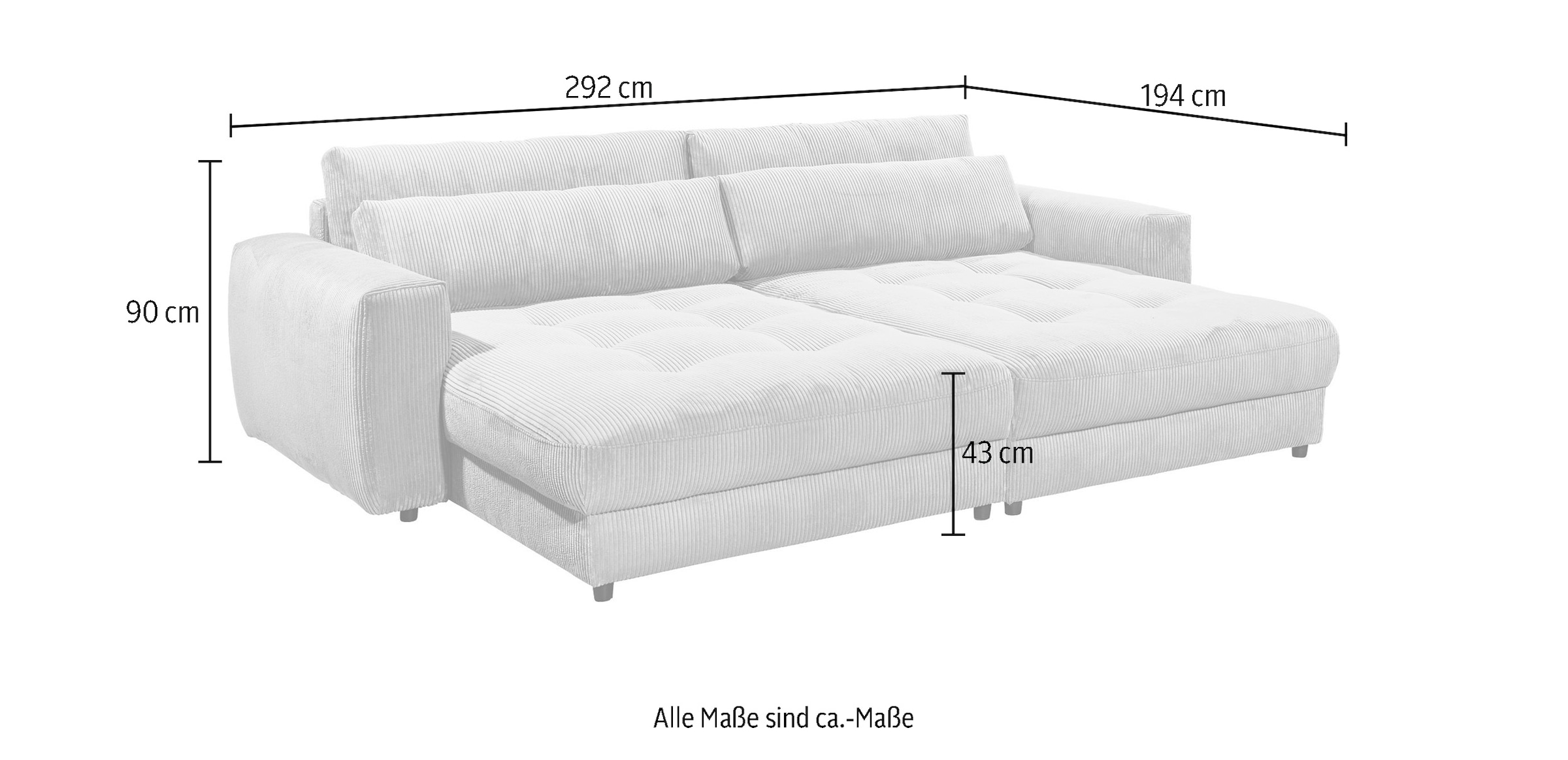 ED EXCITING DESIGN Loveseat »Barura«, (2 St.), frei im Raum stellbar, inkl. 2 Rücken- und 2 Nierenkissen