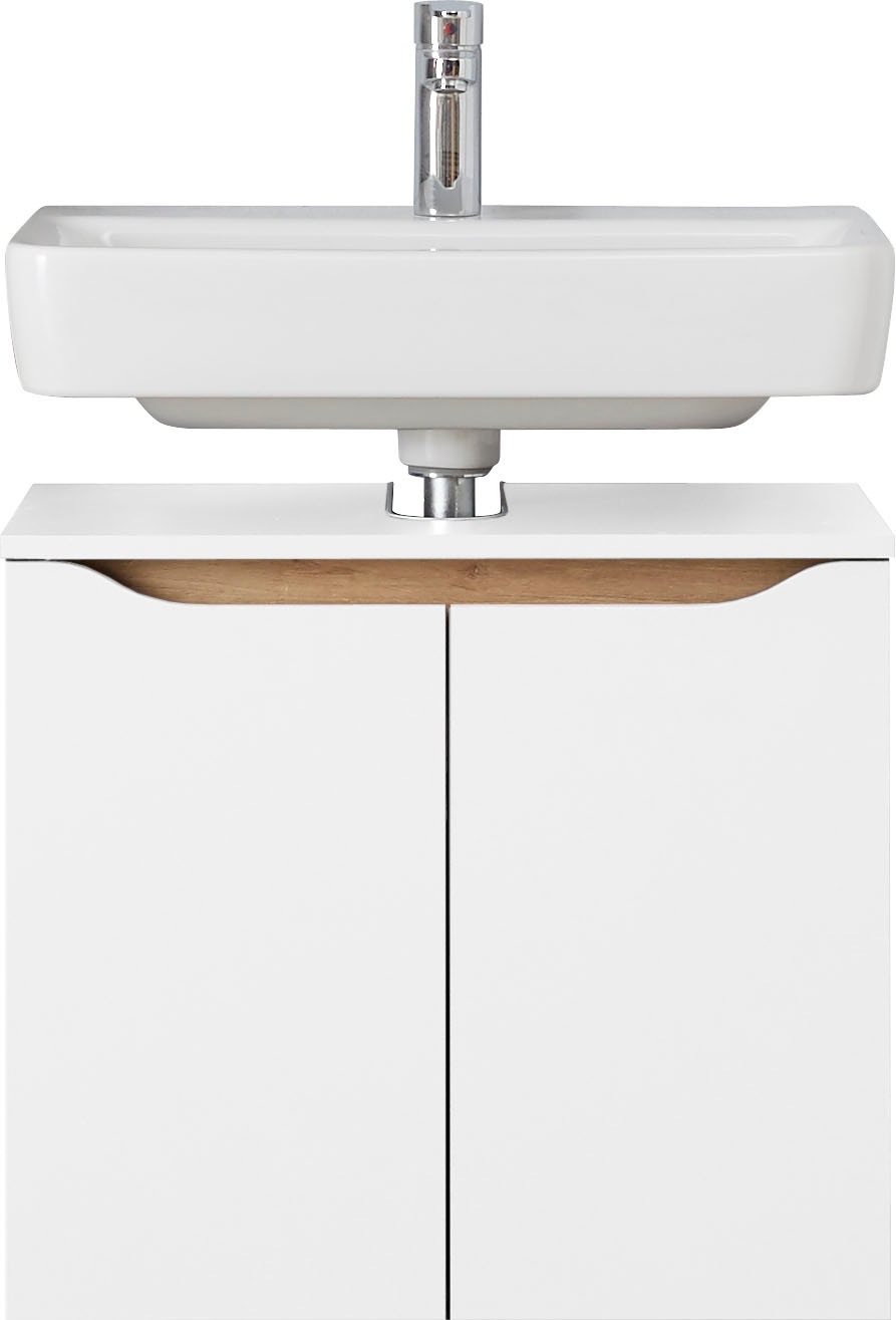 Saphir Badmöbel-Set »Quickset 3-teilig, Waschbeckenunterschrank mit LED-Spiegelschrank«, (7 St.), Unterschrank, inkl. Türdämpfer, 6 Türen, 1 offenes Fach, Bad-Set