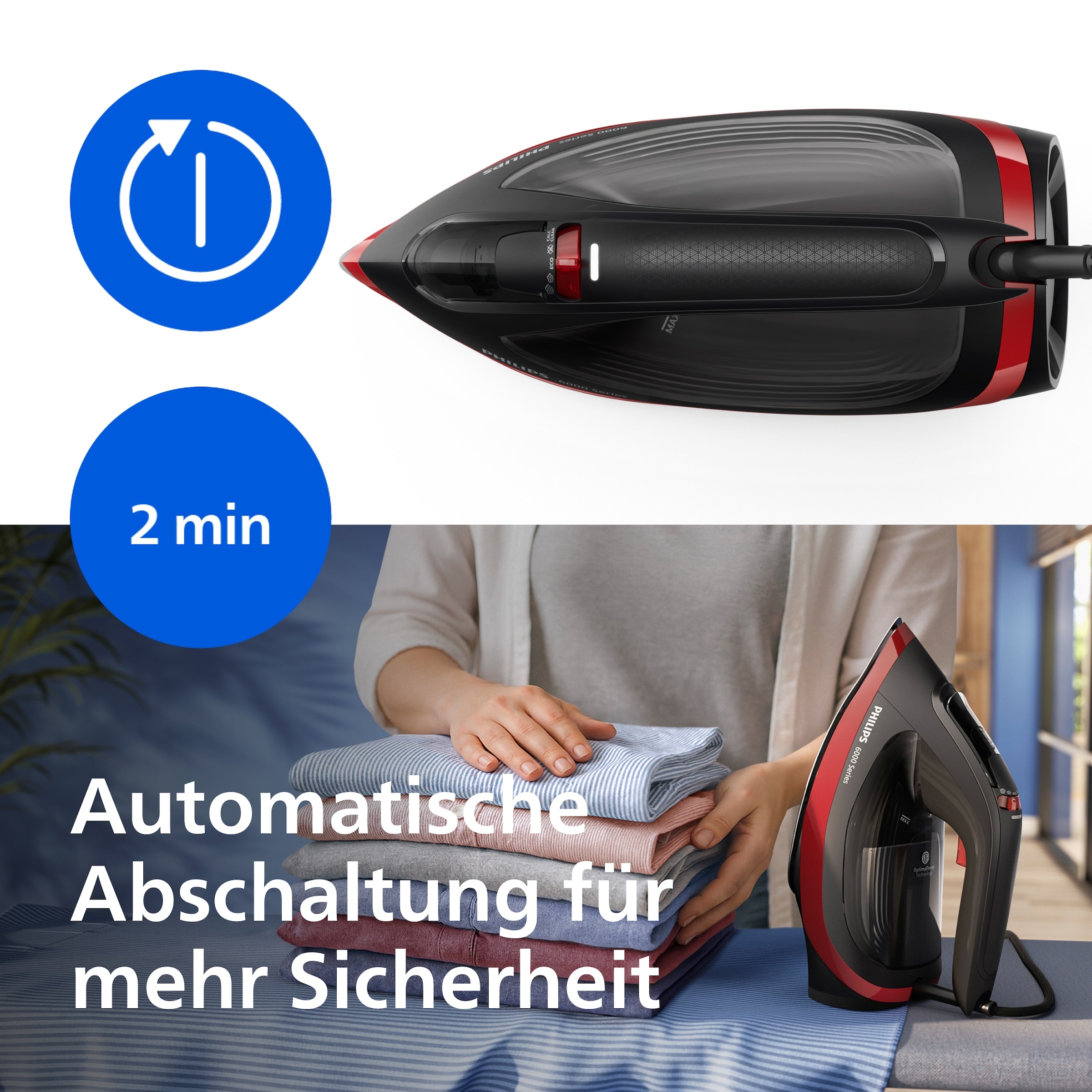 Philips Dampfbügeleisen »DST6130/40 6000 Series High-End mit 4 Dampfeinstellungen« 2800 W 2600 W, SteamGlide Plus, mit 300 ml Wassertank und 220 g Dampfstoß