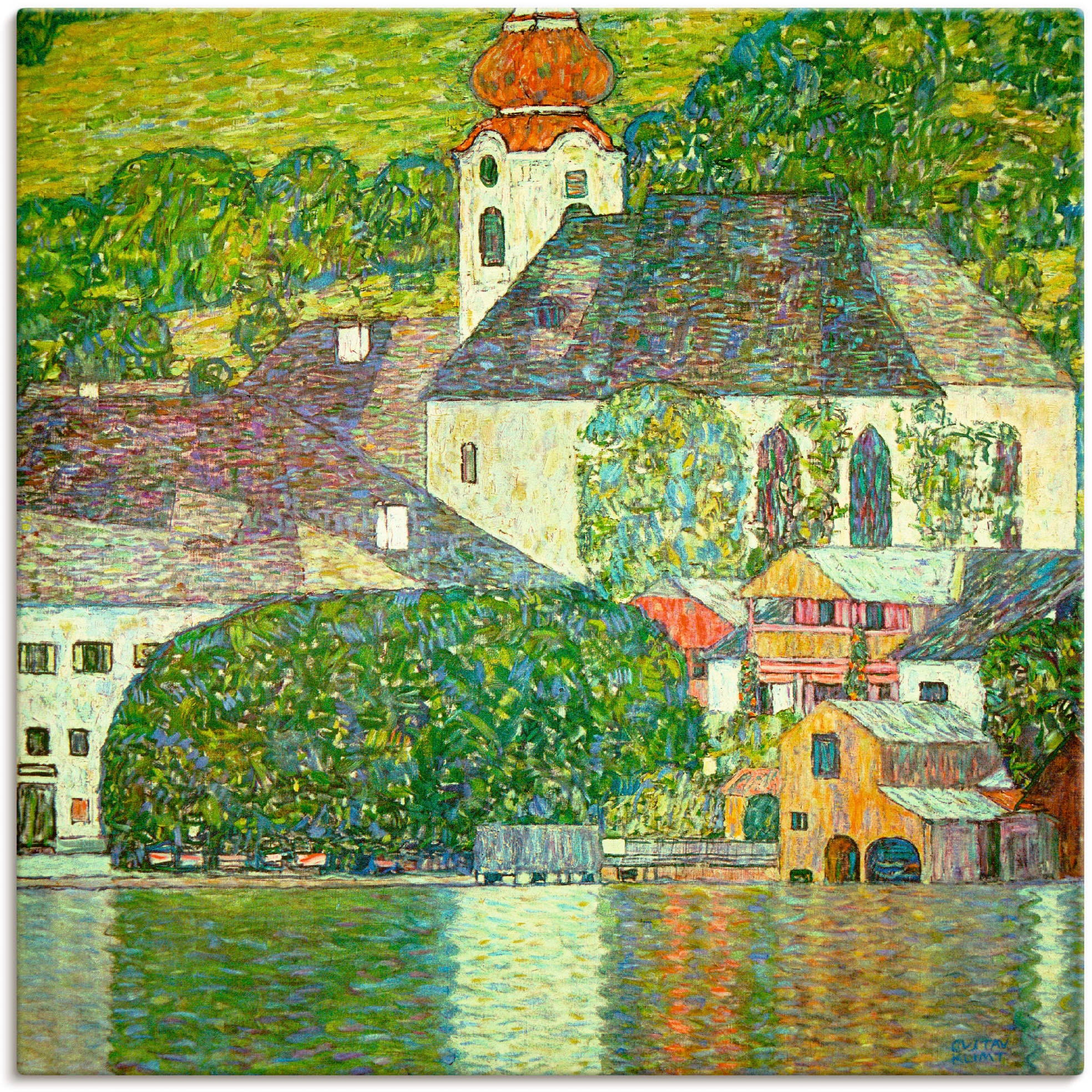 Artland Wandbild »Kirche in Unterach am Attersee. (D.198)«, Gebäude, (1 St.), in vielen Größen & Produktarten - Alubild / Outdoorbild für den Außenbereich, Leinwandbild, Poster, Wandaufkleber / Wandtattoo auch für Badezimmer geeignet