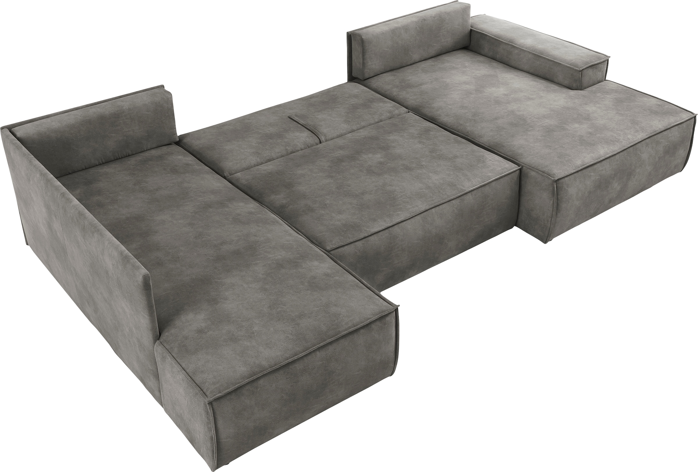 Home affaire Wohnlandschaft »SHERWOOD 329 cm, U-Form, Schlafsofa,«, Schlaffunktion m. Bettkasten (194x139 cm), Cord, Vintage, Samtvelours