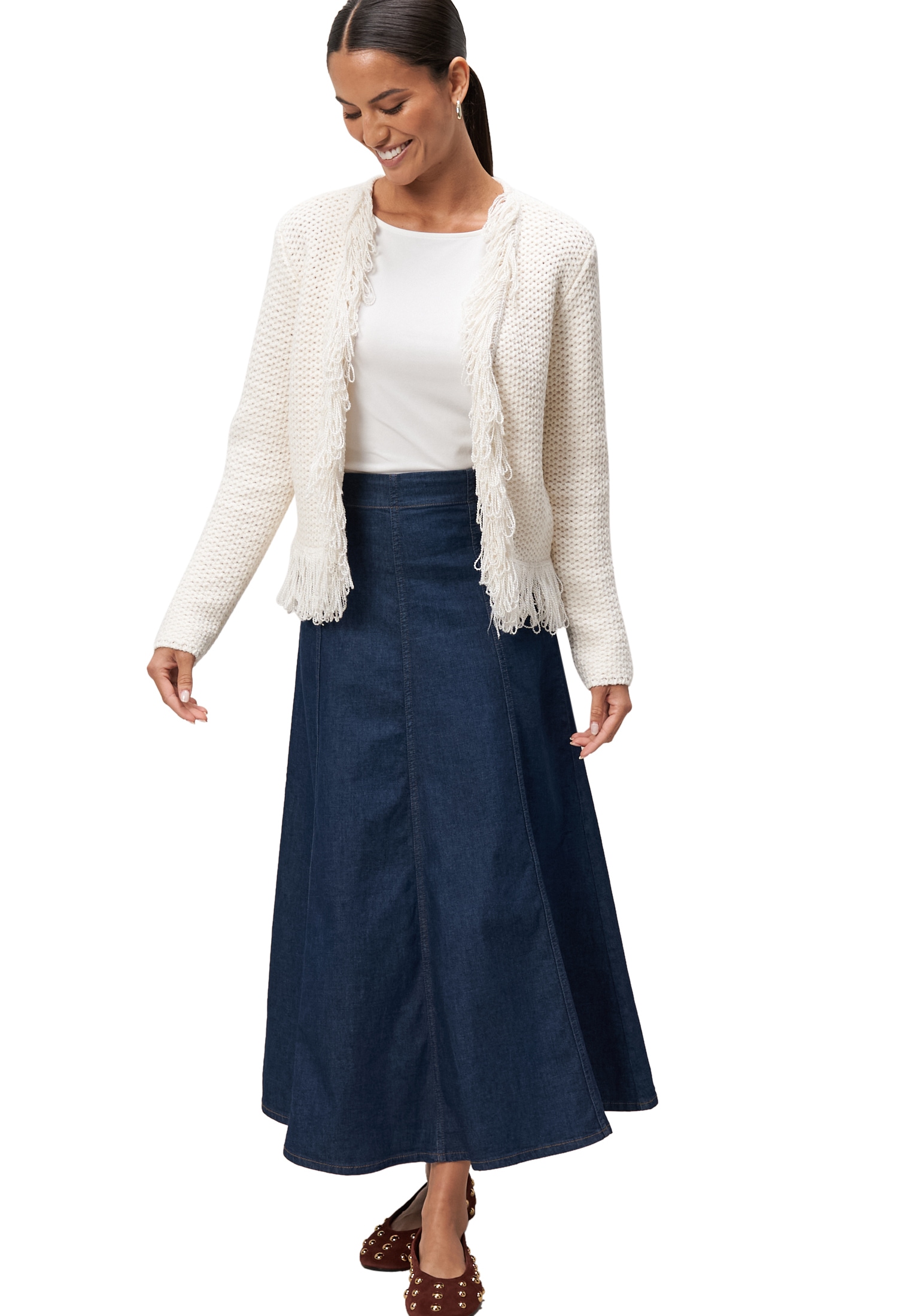 Zero Strickjacke »Strickjacke mit Fransen«