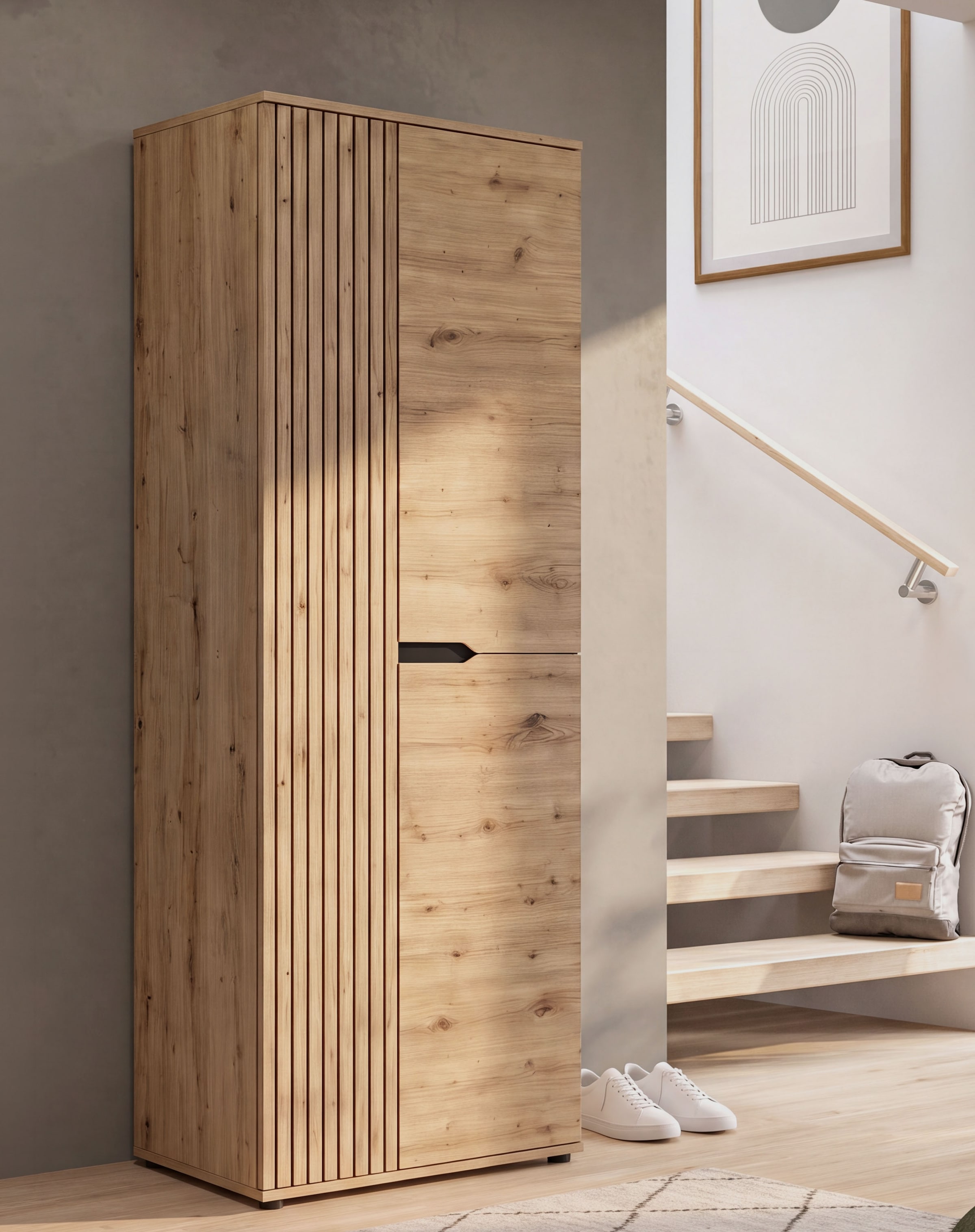OTTO home Garderobenschrank »FJELL, Breite 65cm, 2 Türen, 4 Einlegeböden, 6 Fächer, 1 Kleiderstange« Kleiderschrank, Schrank, Dielenschrank, Flurschrank, Mehrzweckschrank