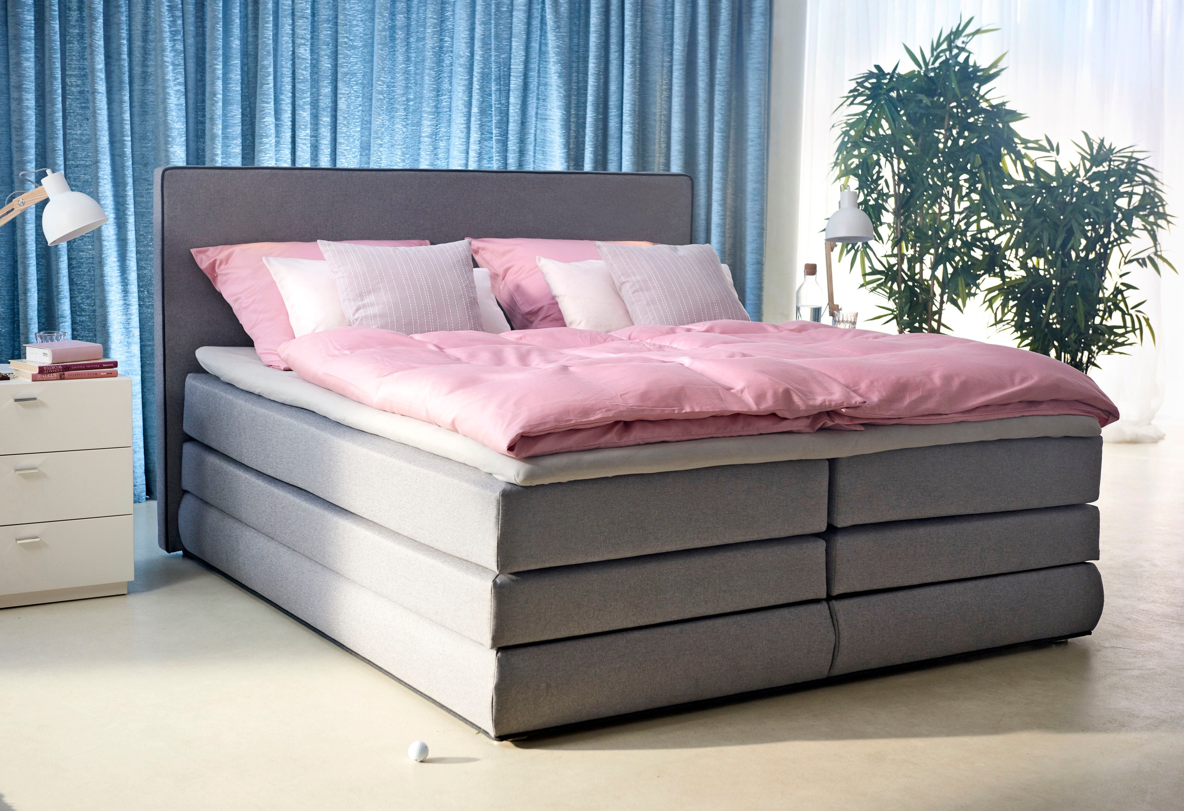 COLLECTION AB Boxspringbett »Ninoni mit Kaltschaummatratze«, inkl. Bettkasten, Topper und wahlweise mit LED-Beleuchtung