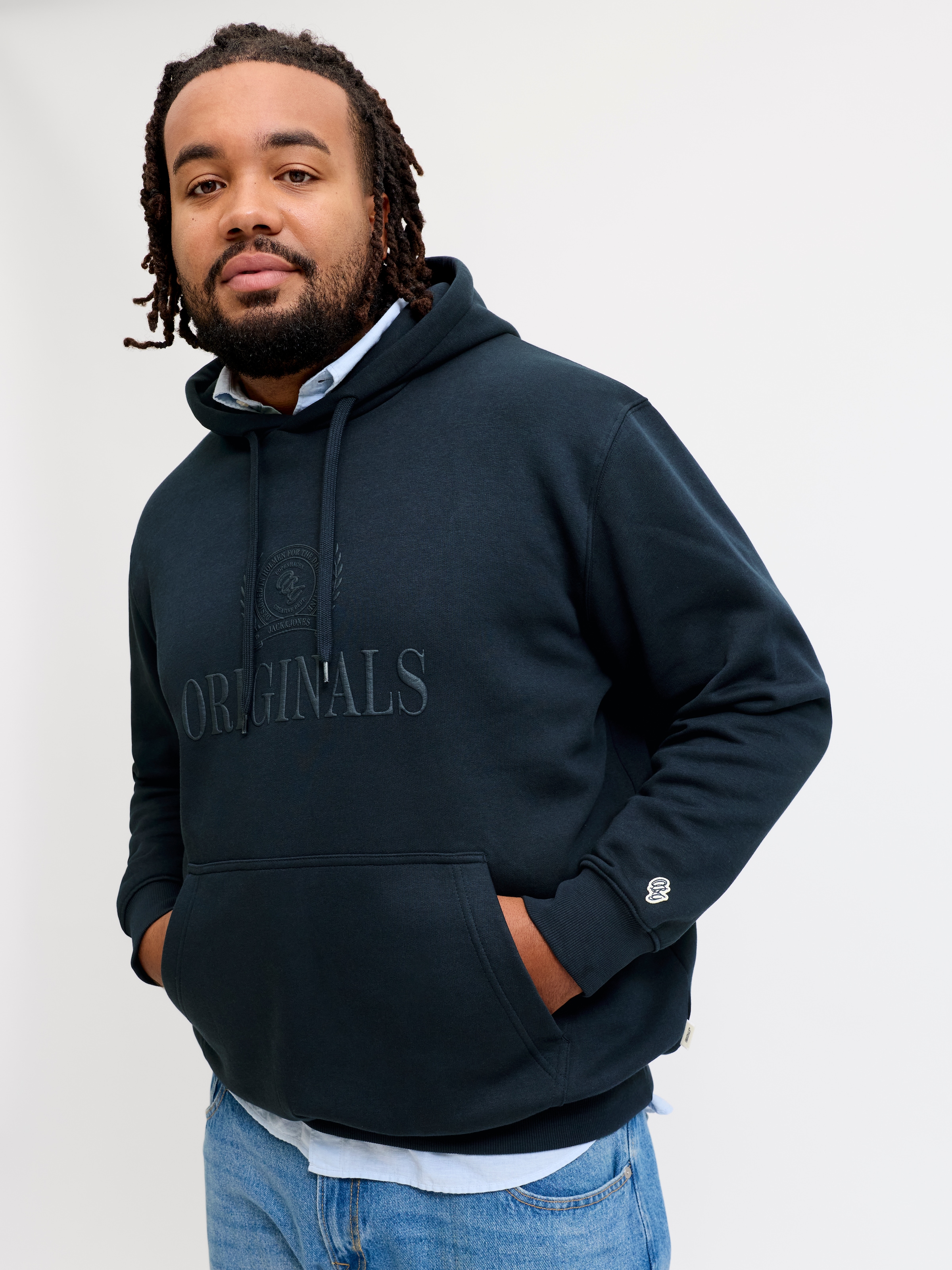 Jack & Jones PlusSize Kapuzensweatshirt »JORFREDERIKSBERG MONOGRAM SWEAT HOOD PLS«, Baumwollmischung, regular fit
