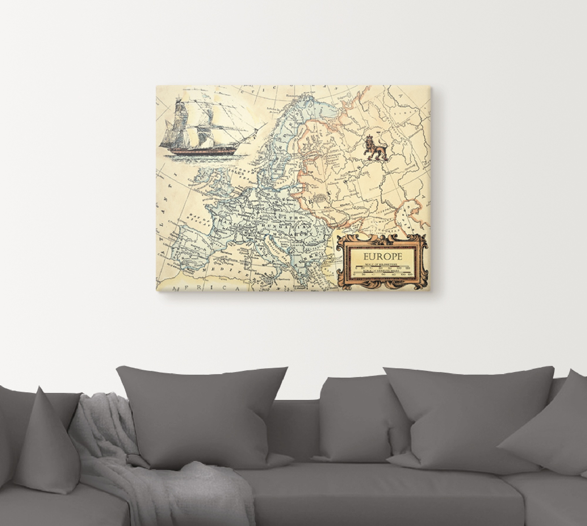 Artland Wandbild »Europakarte«, Landkarten, (1 St.), als Leinwandbild, Poster, Wandaufkleber in verschied. Größen