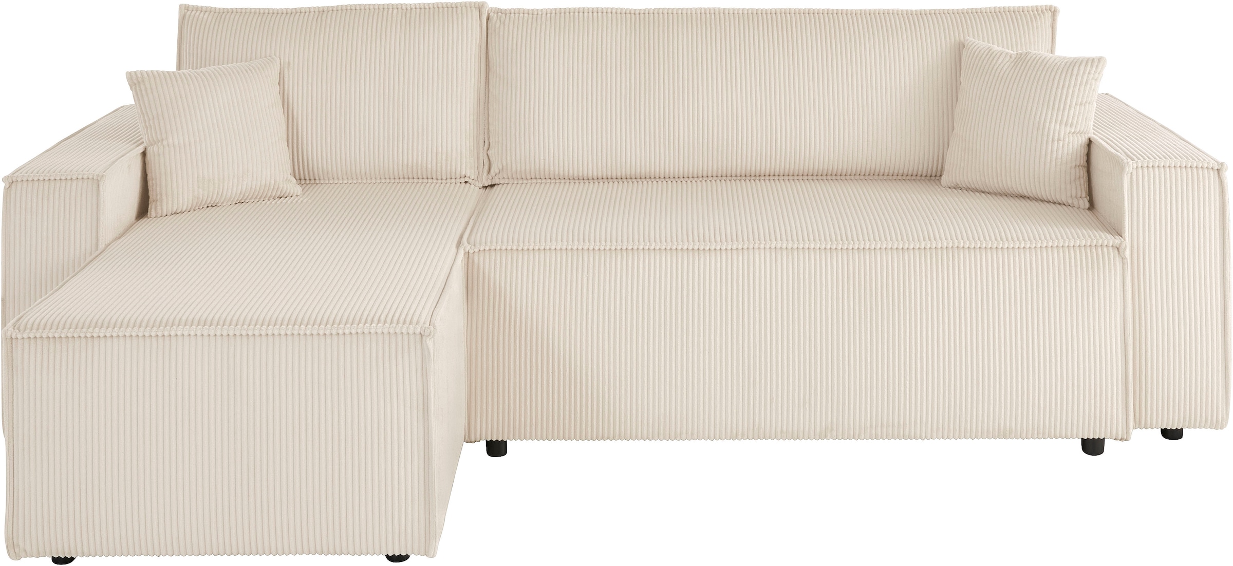 OTTO home Ecksofa »CASSI, 241cm, L-Form, Schlafsofa, Dauerschläfer, Boxspringfederung«, Schlaffunktion (133/200),Bettkasten, Recamiere links/rechts, Cord