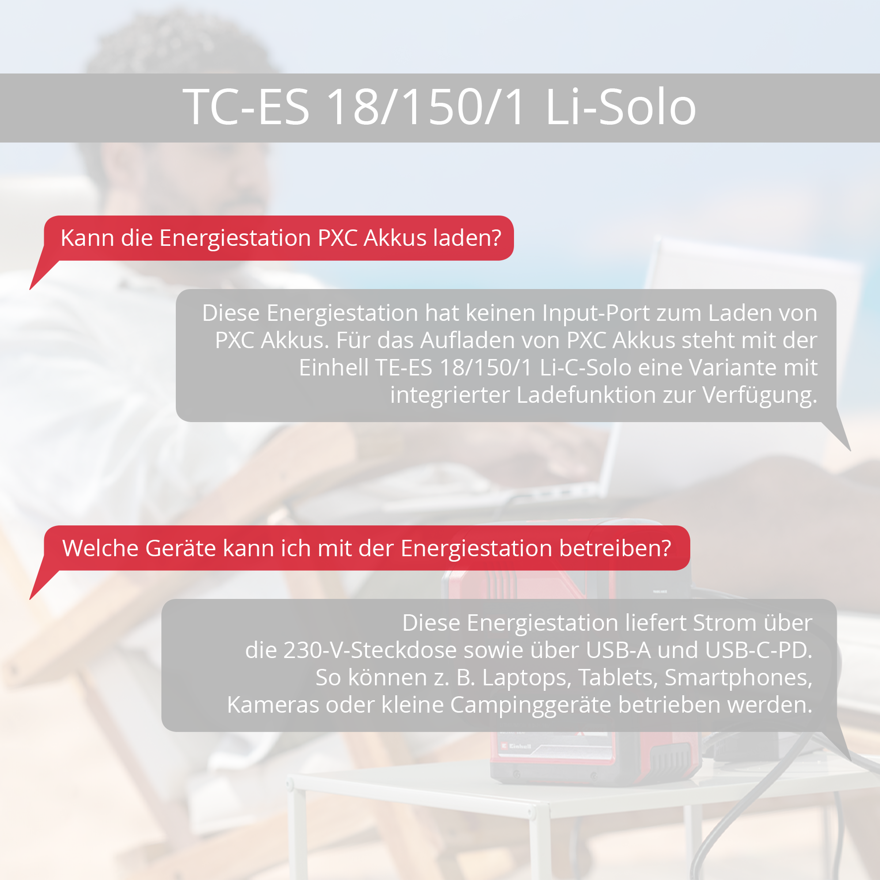 Einhell Powerstation »Akku-Energiestation TE-ES 18/150/1 Li-C-Solo« ohne Akku und Ladegerät