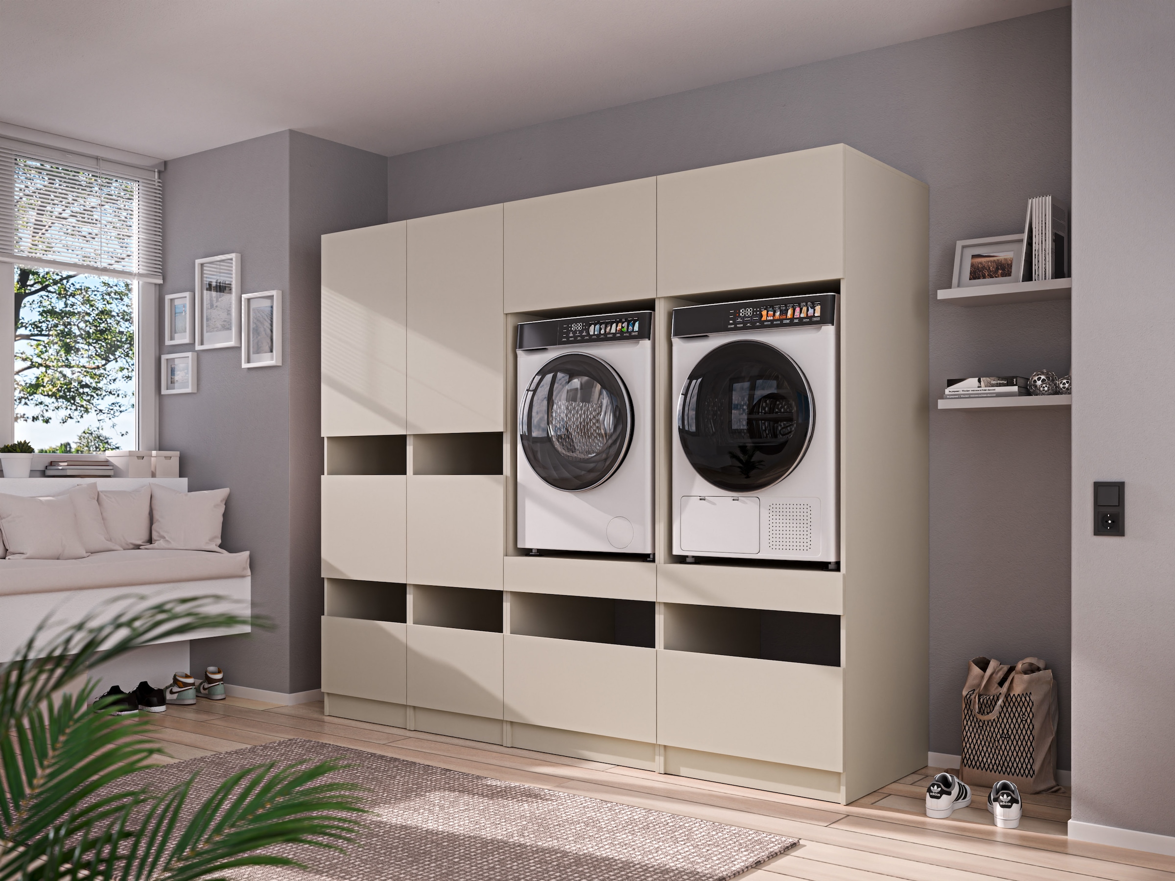 BASIC by Balculina Mehrzweckschrank-Set »Washhome B/T/H 236x68x200 cm« 4 Stk. tlg.