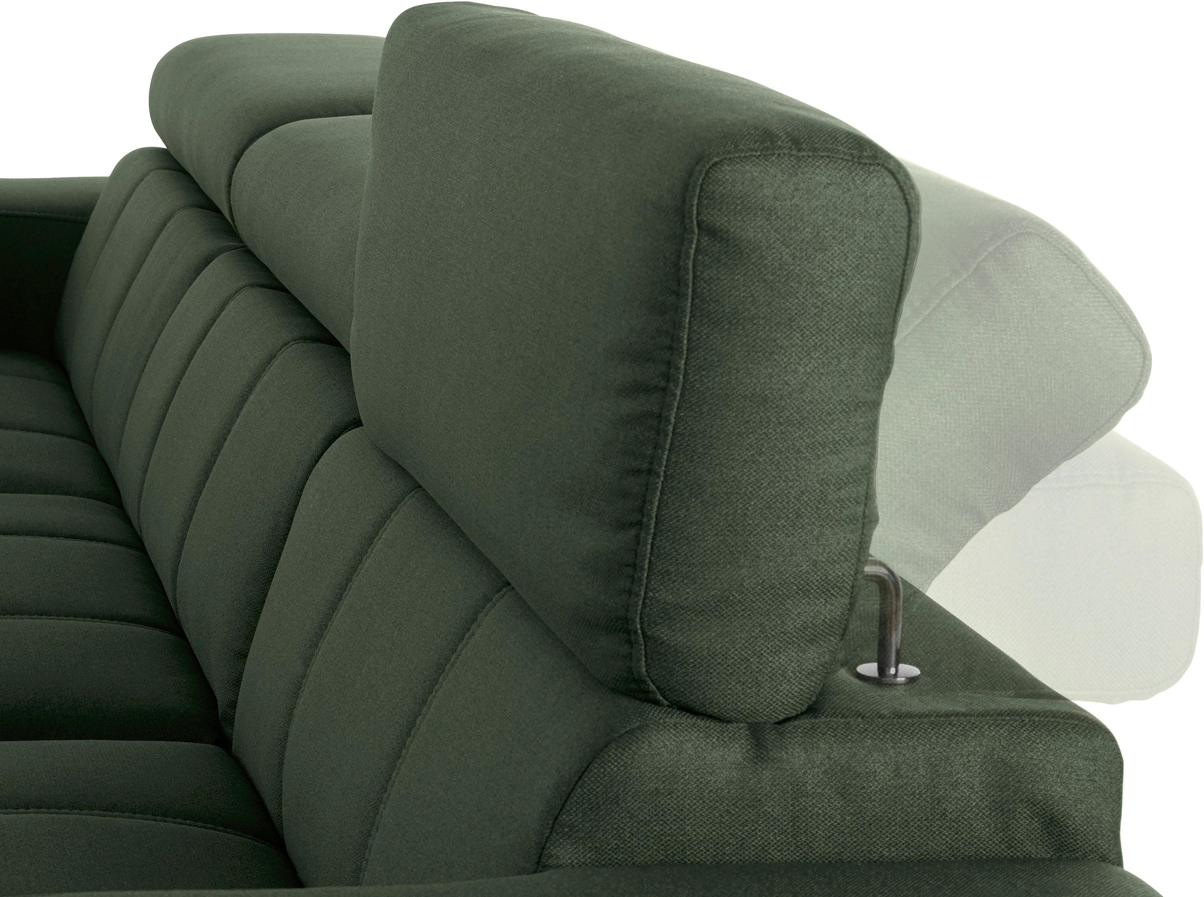 DOMO collection Ecksofa »Trento L-Form, mit Kufenfuß oder Einzelfuß« wahlweise mit Kopfteilverstellung, Recamiere links/rechts bestellbar