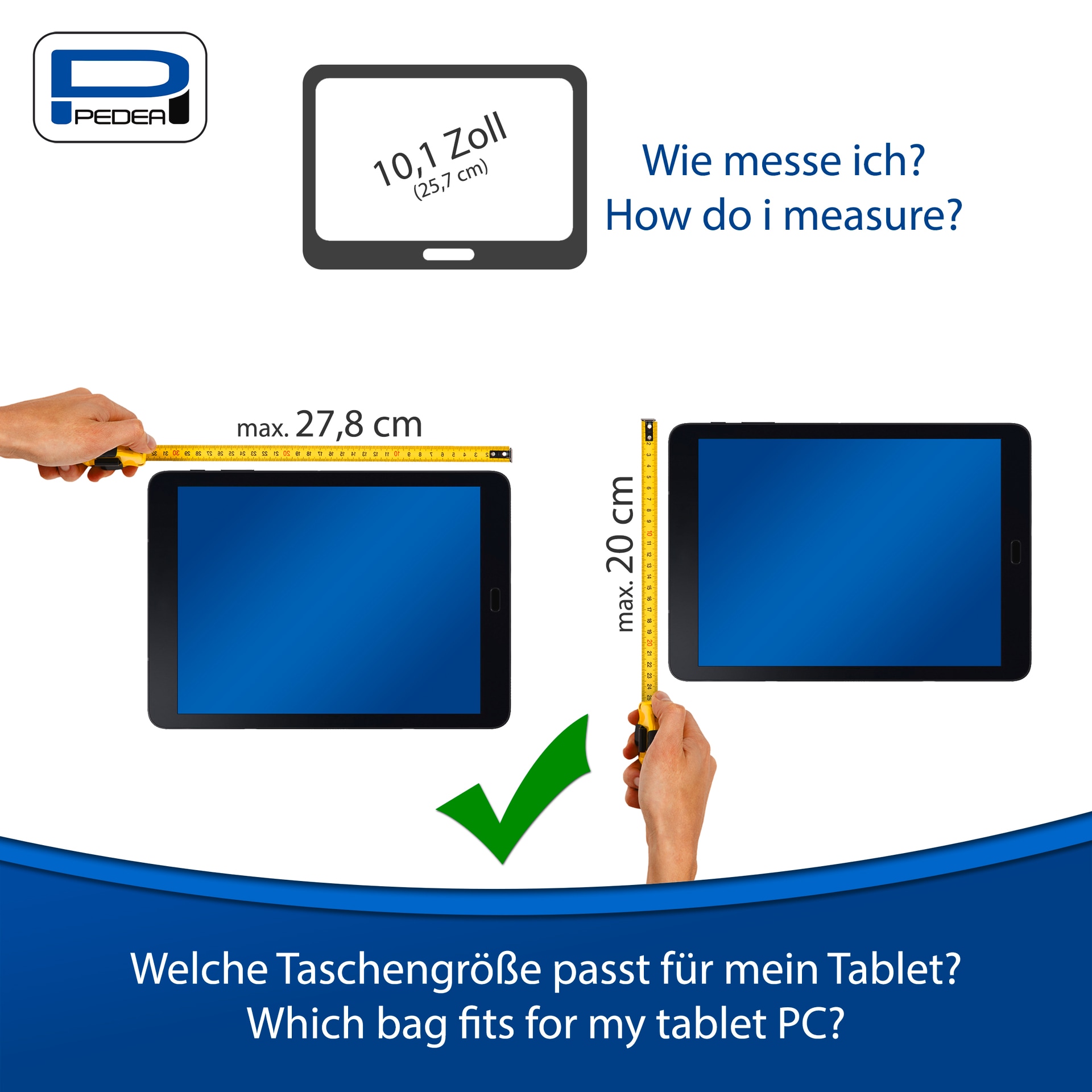 PEDEA Tablettasche »Tablettasche Fashion bis 25,7cm (10.1)«, dicke Polsterung und ein fleeceartiges, weiches Innenfutter