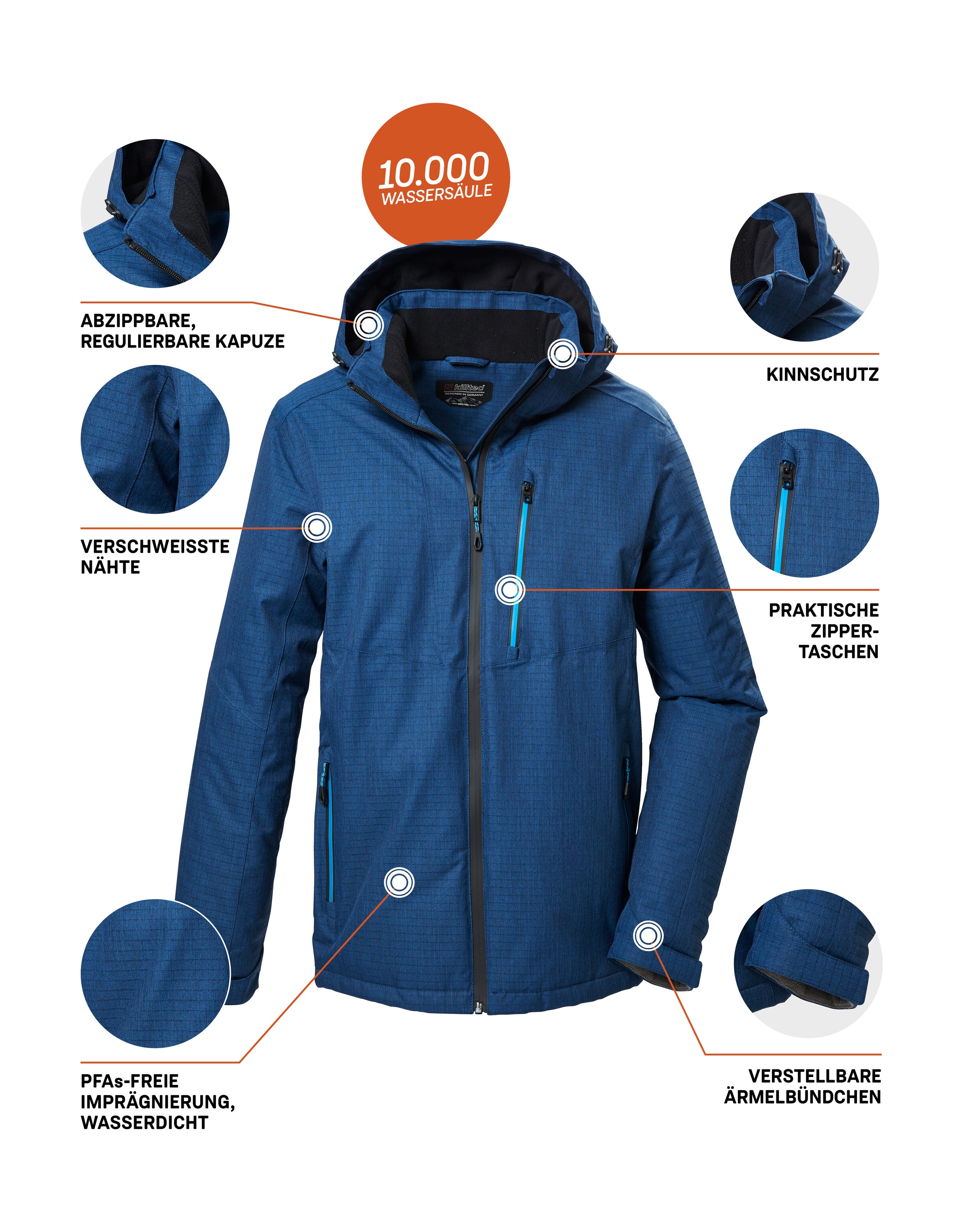 Killtec Funktionsjacke »KOW 7 MN JCKT« Wasser- und winddichte Outdoorjacke, atmungsaktiv, Melange Optik